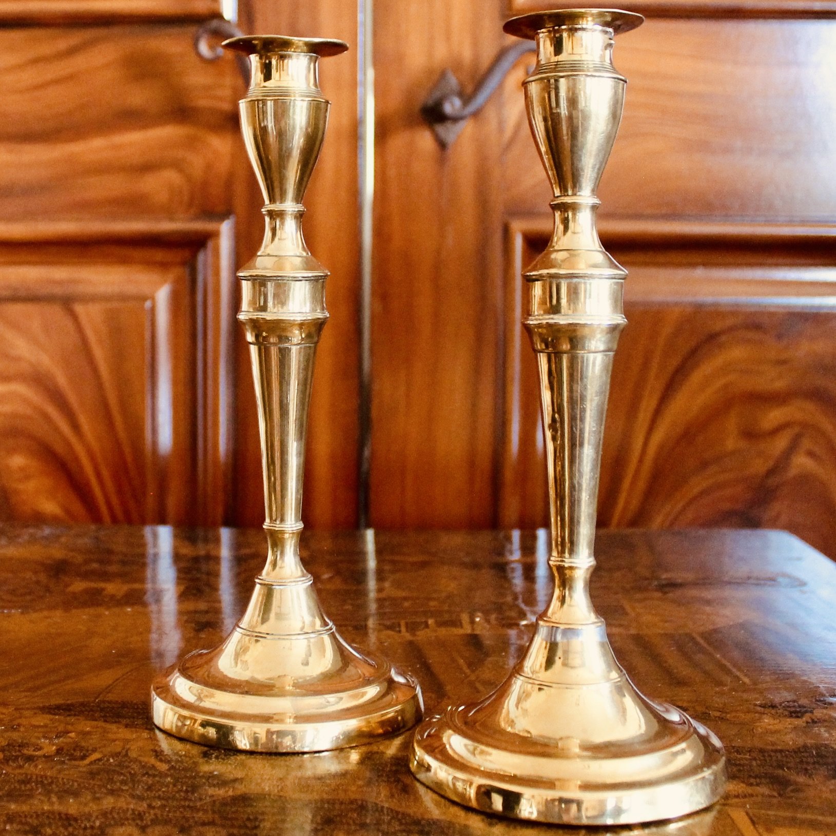 Pair of George III Brass Candlesticks