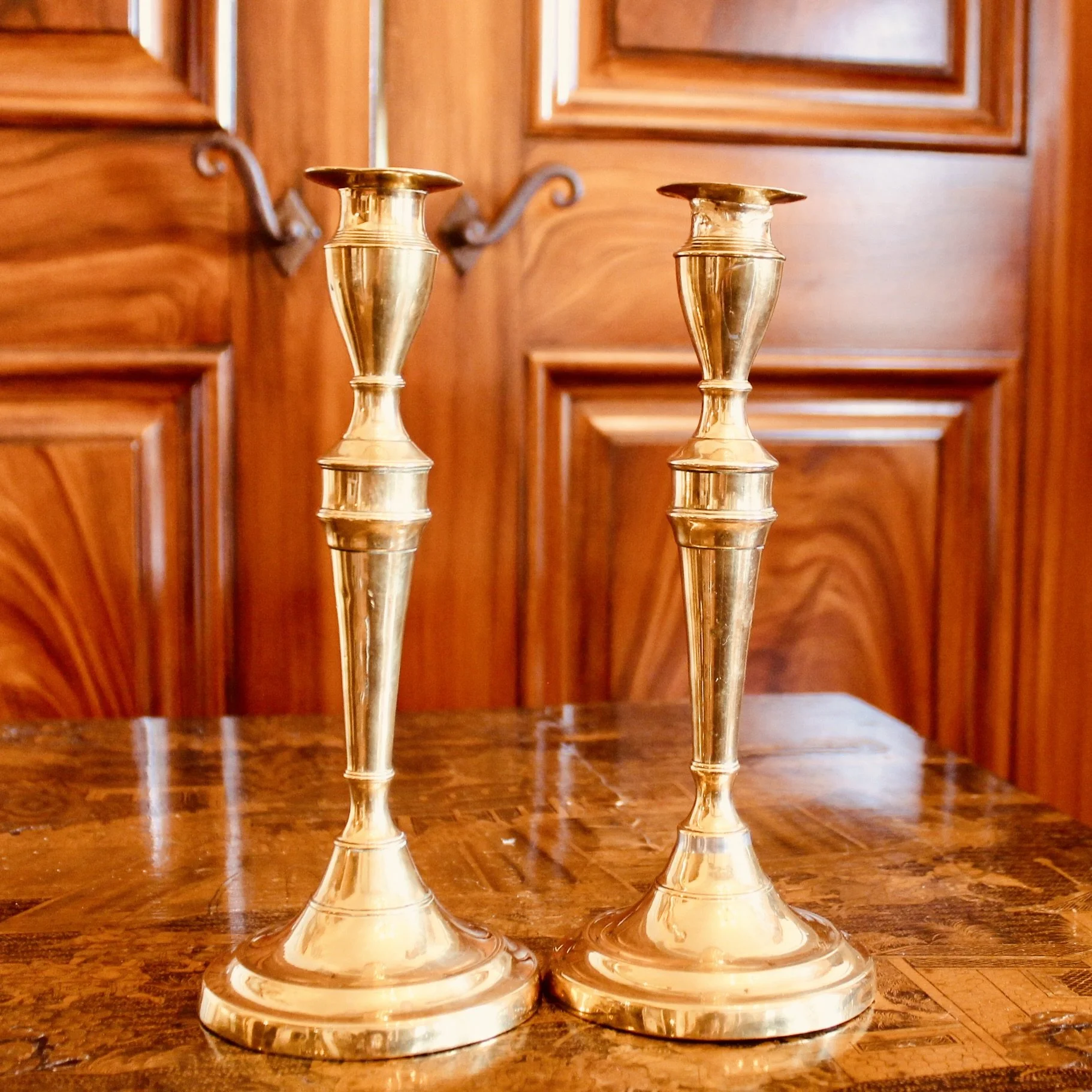 Pair of George III Brass Candlesticks