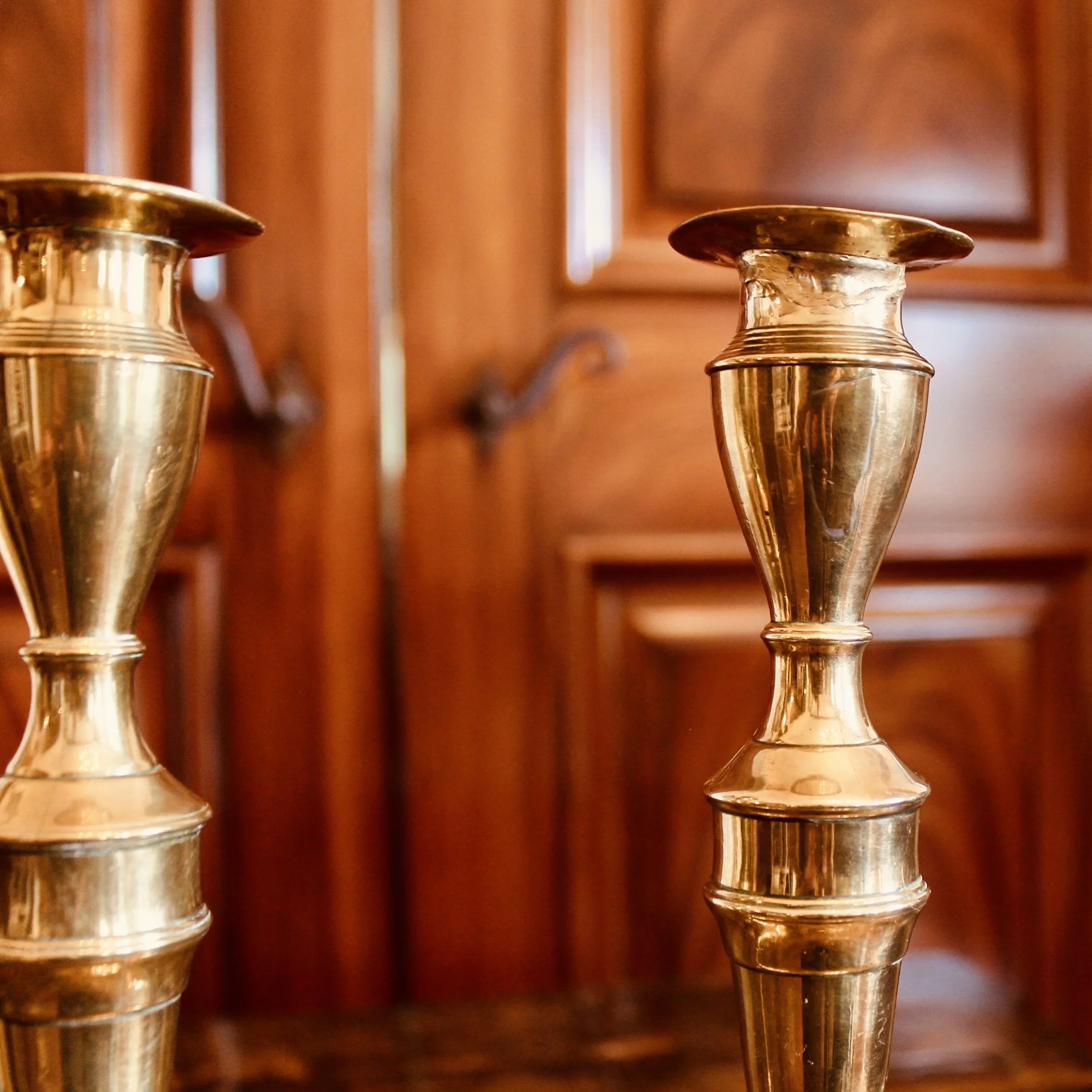 Pair of George III Brass Candlesticks