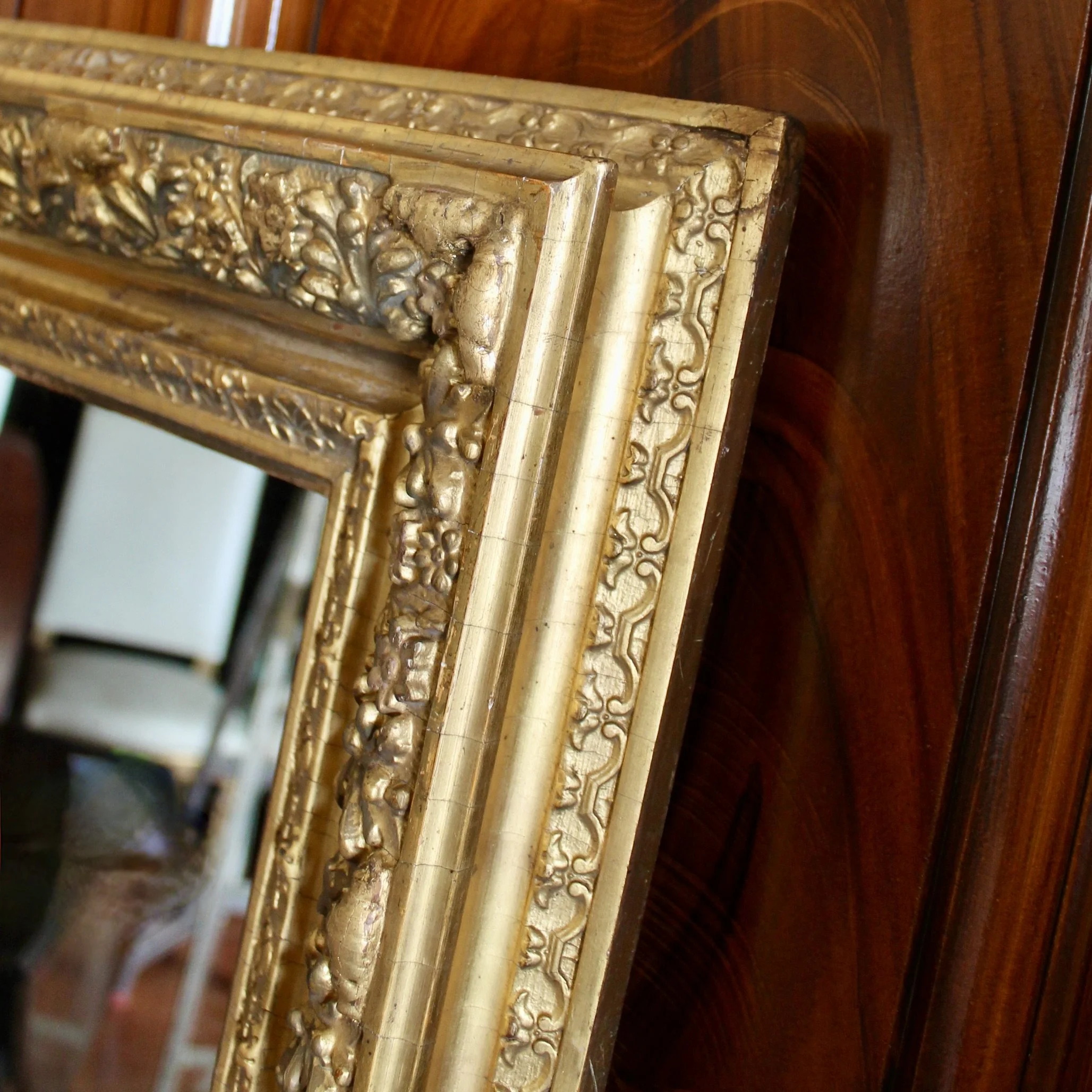 Antique English Gilt Wood Rectangular Mirror