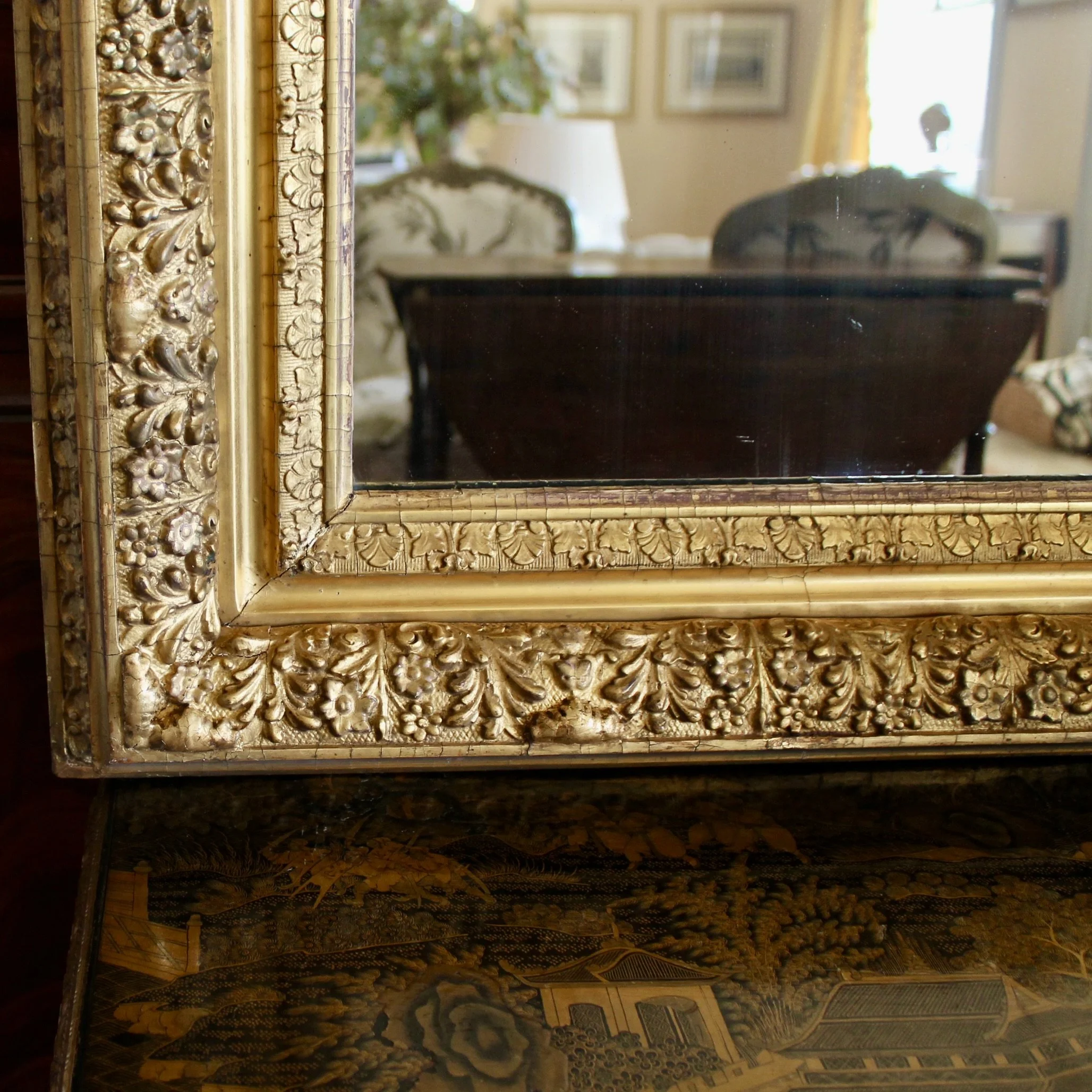 Antique English Gilt Wood Rectangular Mirror