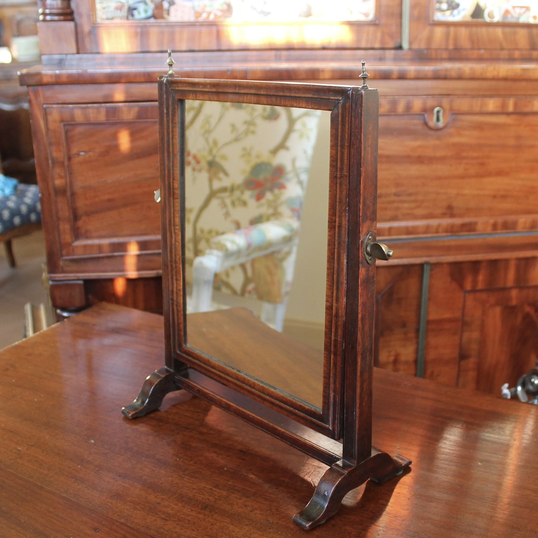 English Walnut Dressing Or Shaving Mirror,