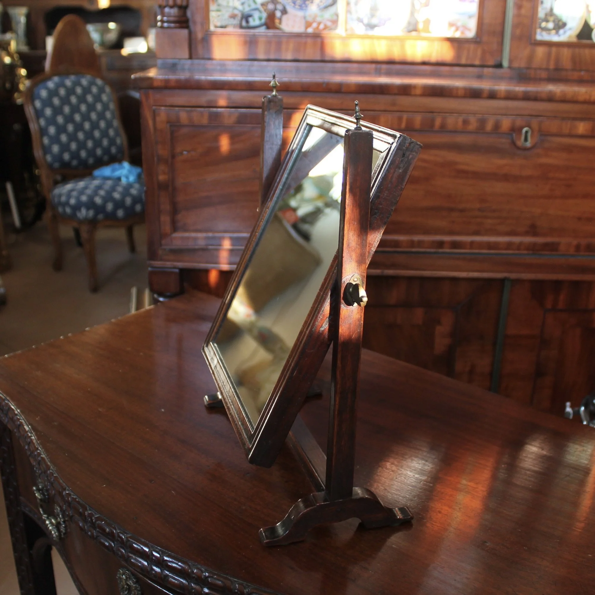 English Walnut Dressing Or Shaving Mirror,