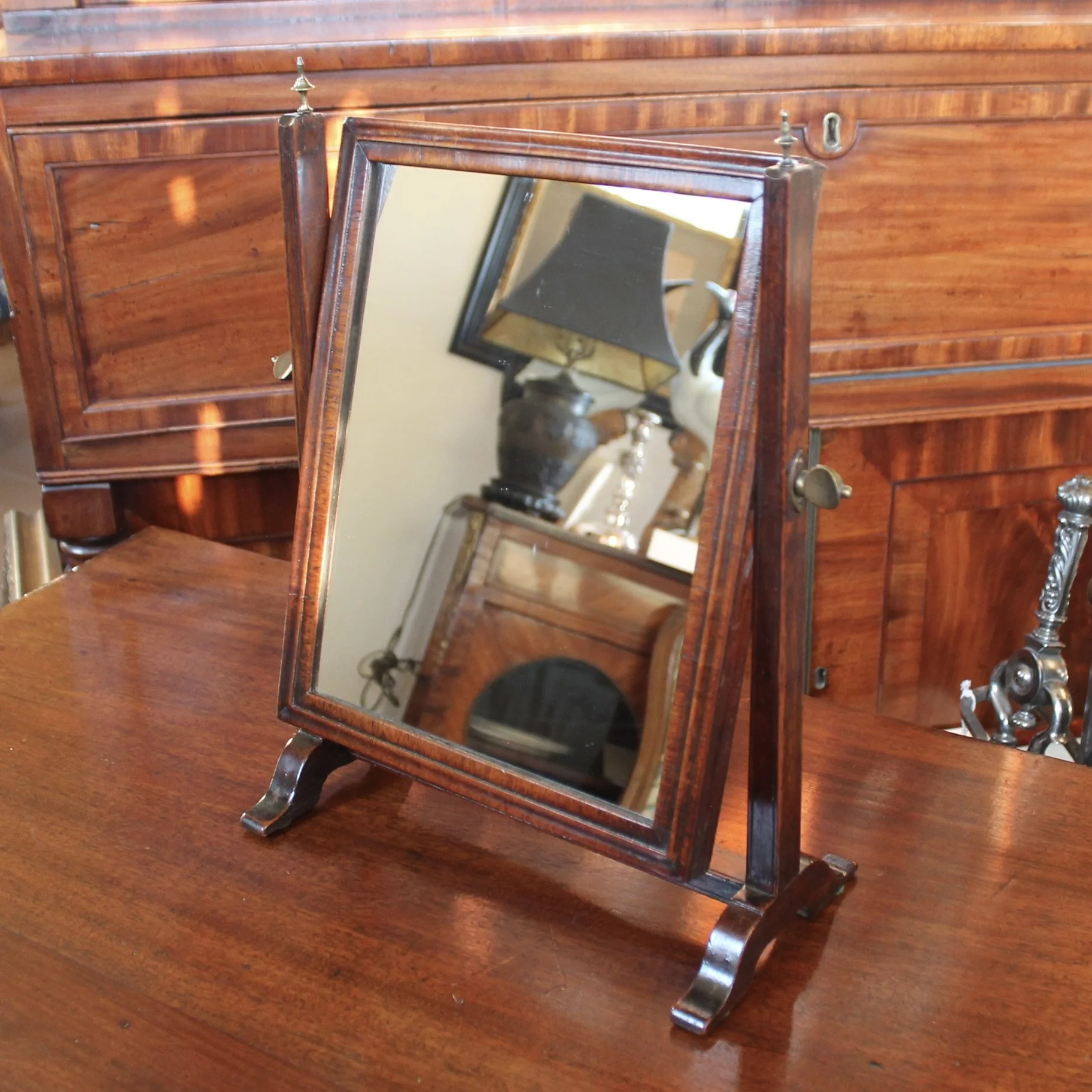 English Walnut Dressing Or Shaving Mirror,