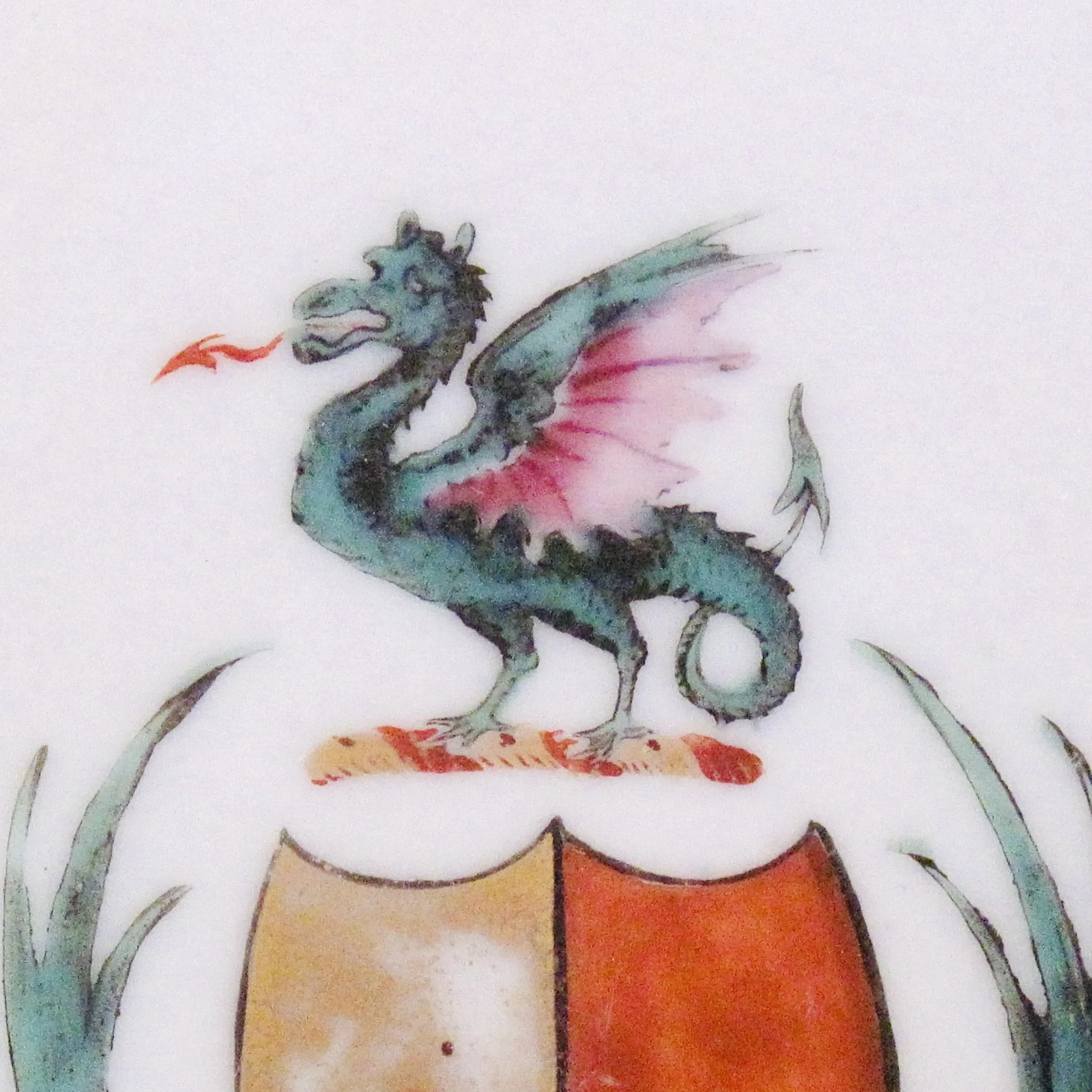 Chinese Export Armorial Porcelain Bowl with Dragon (Wyvern)