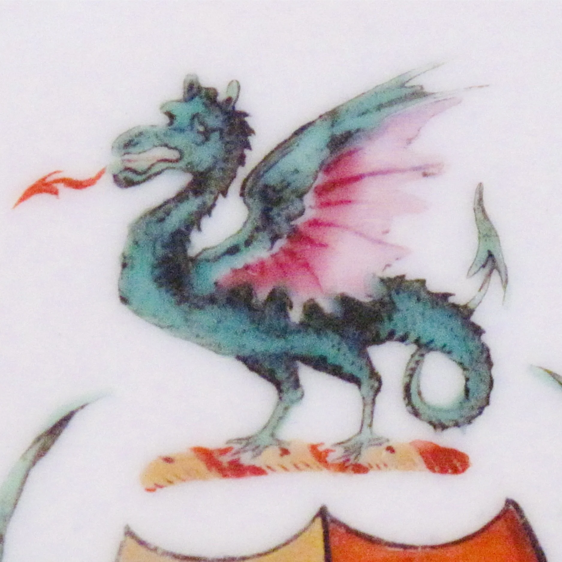 Chinese Export Armorial Porcelain Bowl with Dragon (Wyvern)