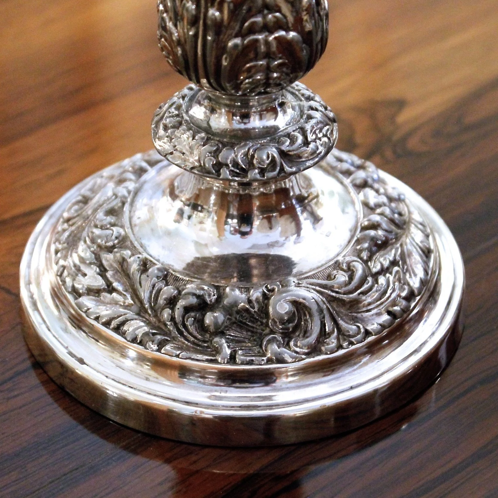 Pair of Fine English Sheffield Silver on Copper Telescopic Candlesticks