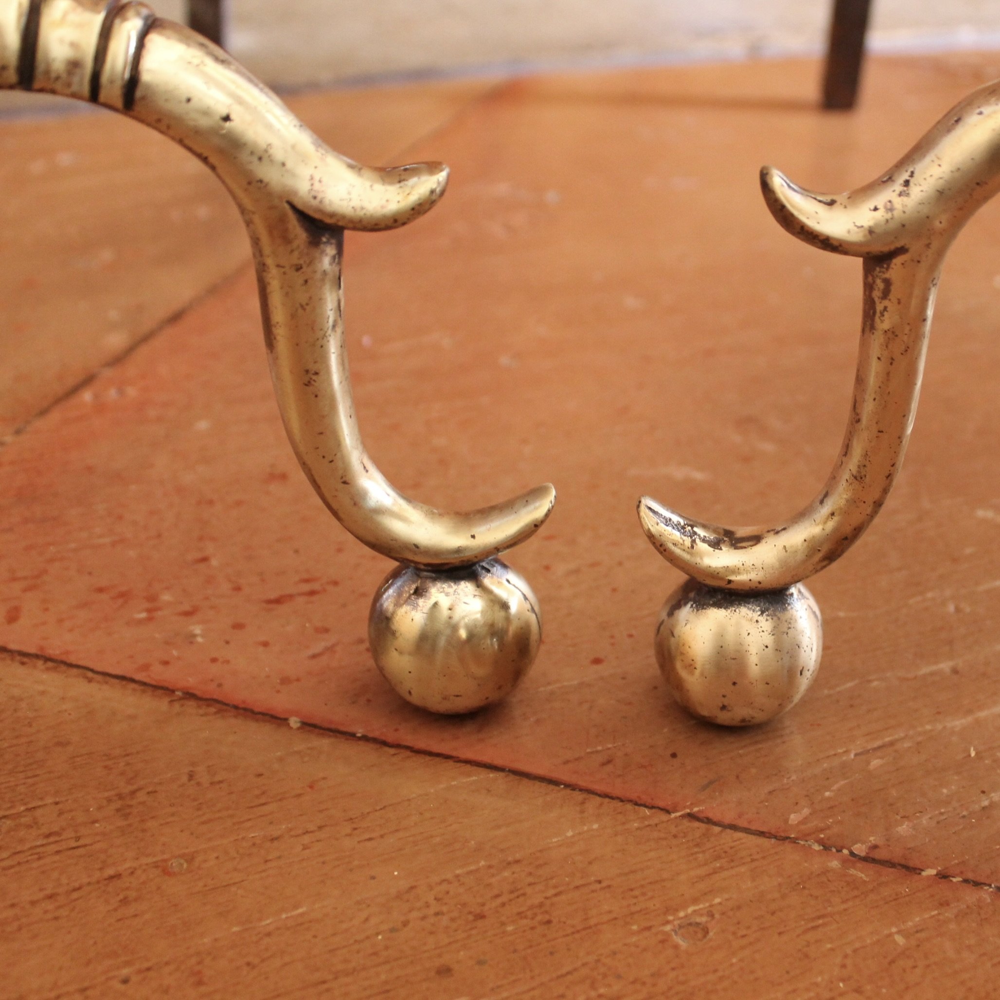 Pair of Antique American Brass Andirons