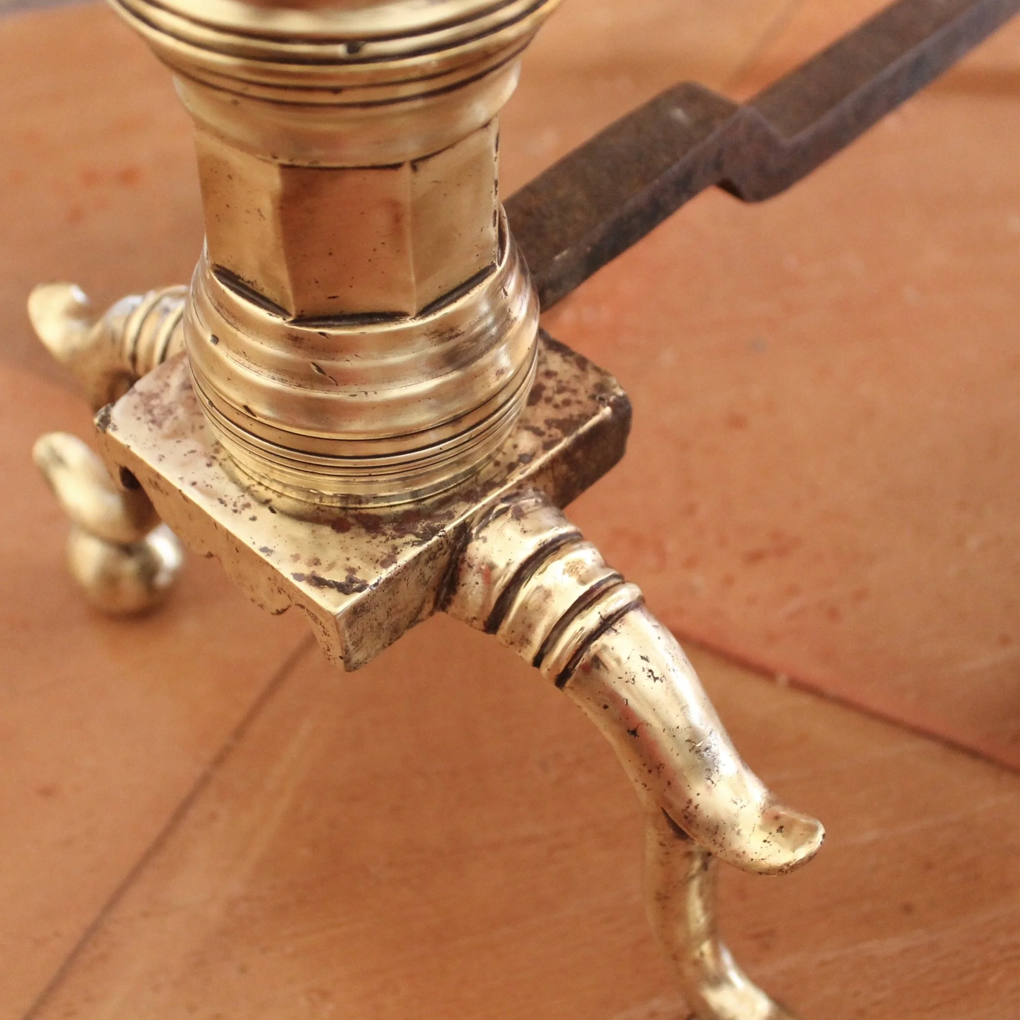 Pair of Antique American Brass Andirons