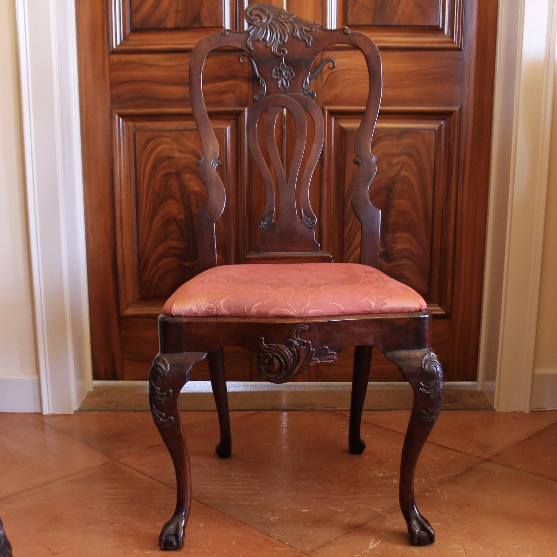 Pair of Fine Dutch or Portuguese Carved Rococo Side Chairs, 18th Century