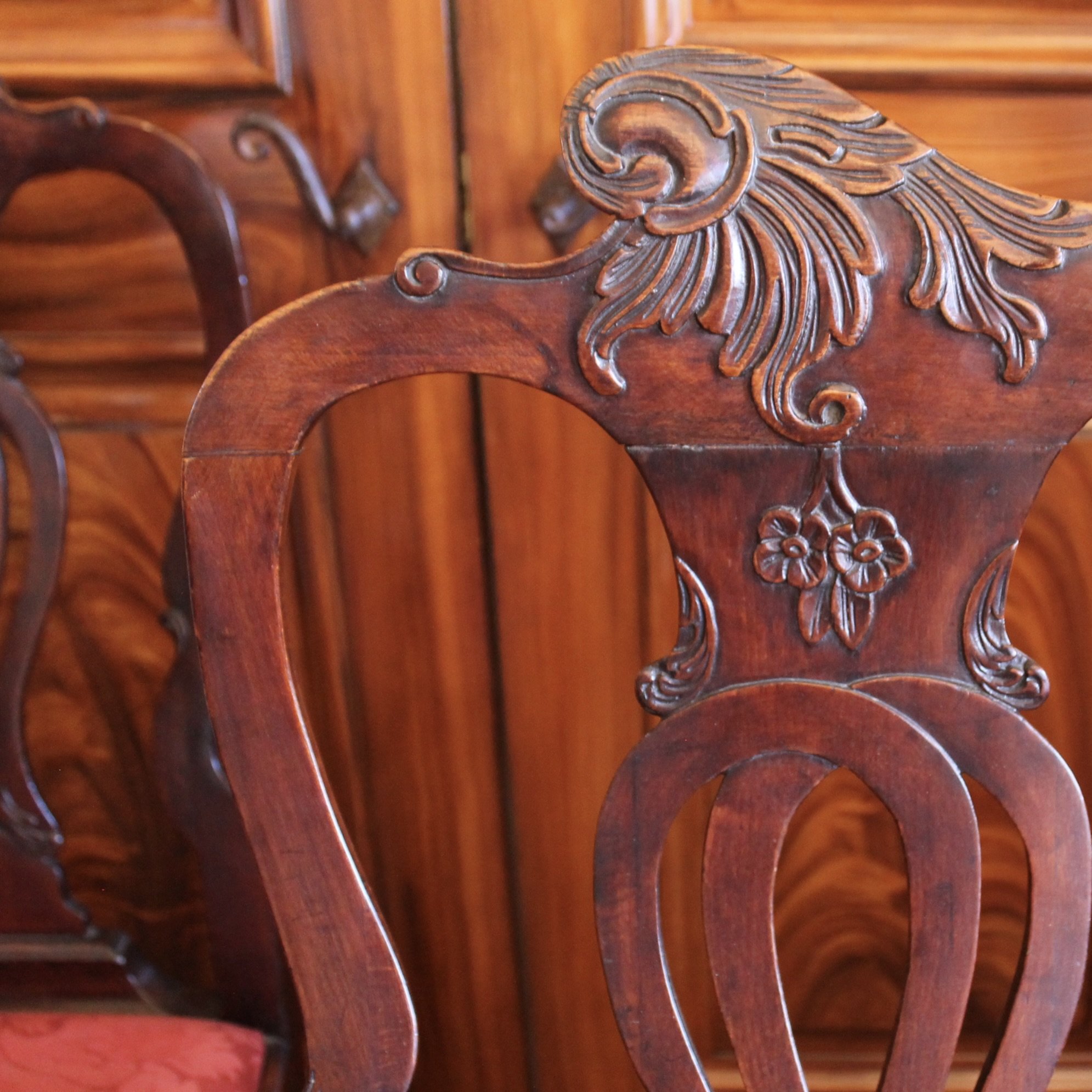 Pair of Fine Dutch or Portuguese Carved Rococo Side Chairs, 18th Century
