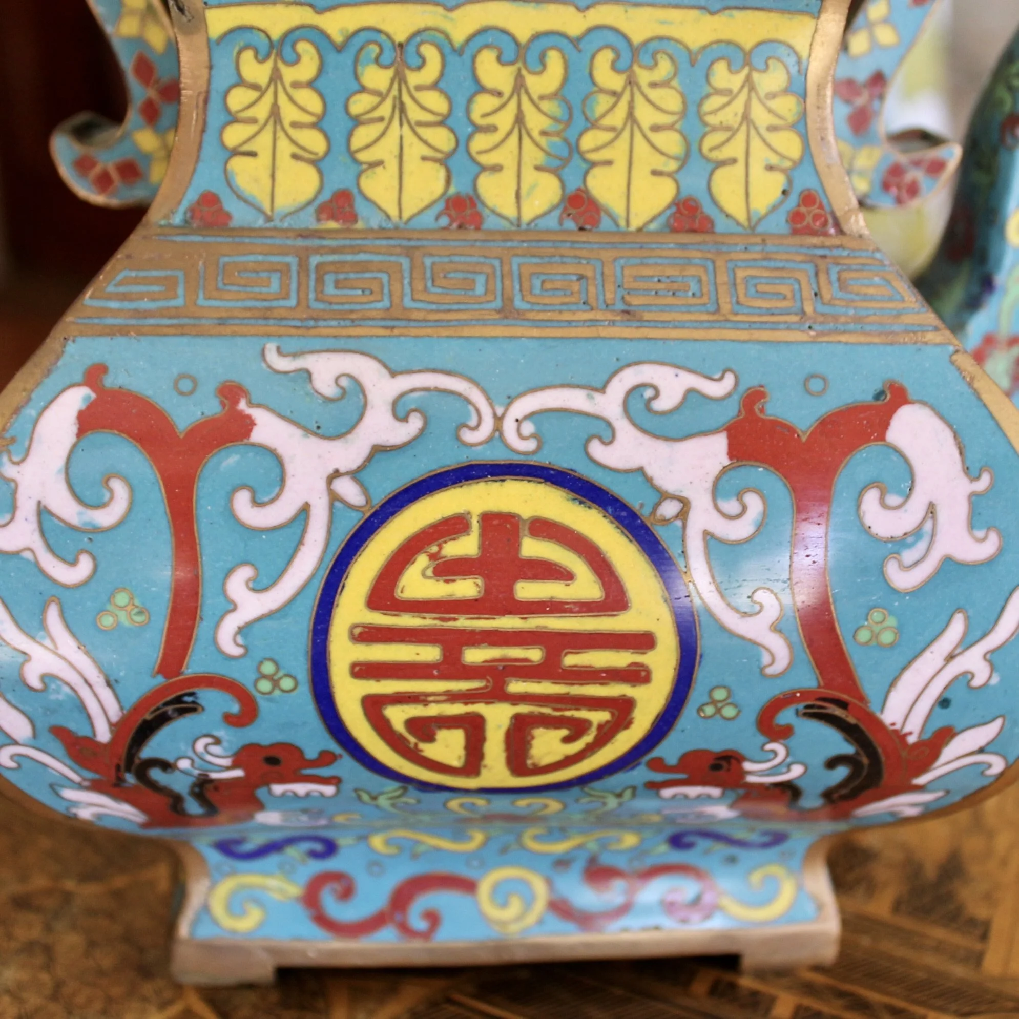 Chinese Turquoise Cloisonné Enamel on Bronze Teapot