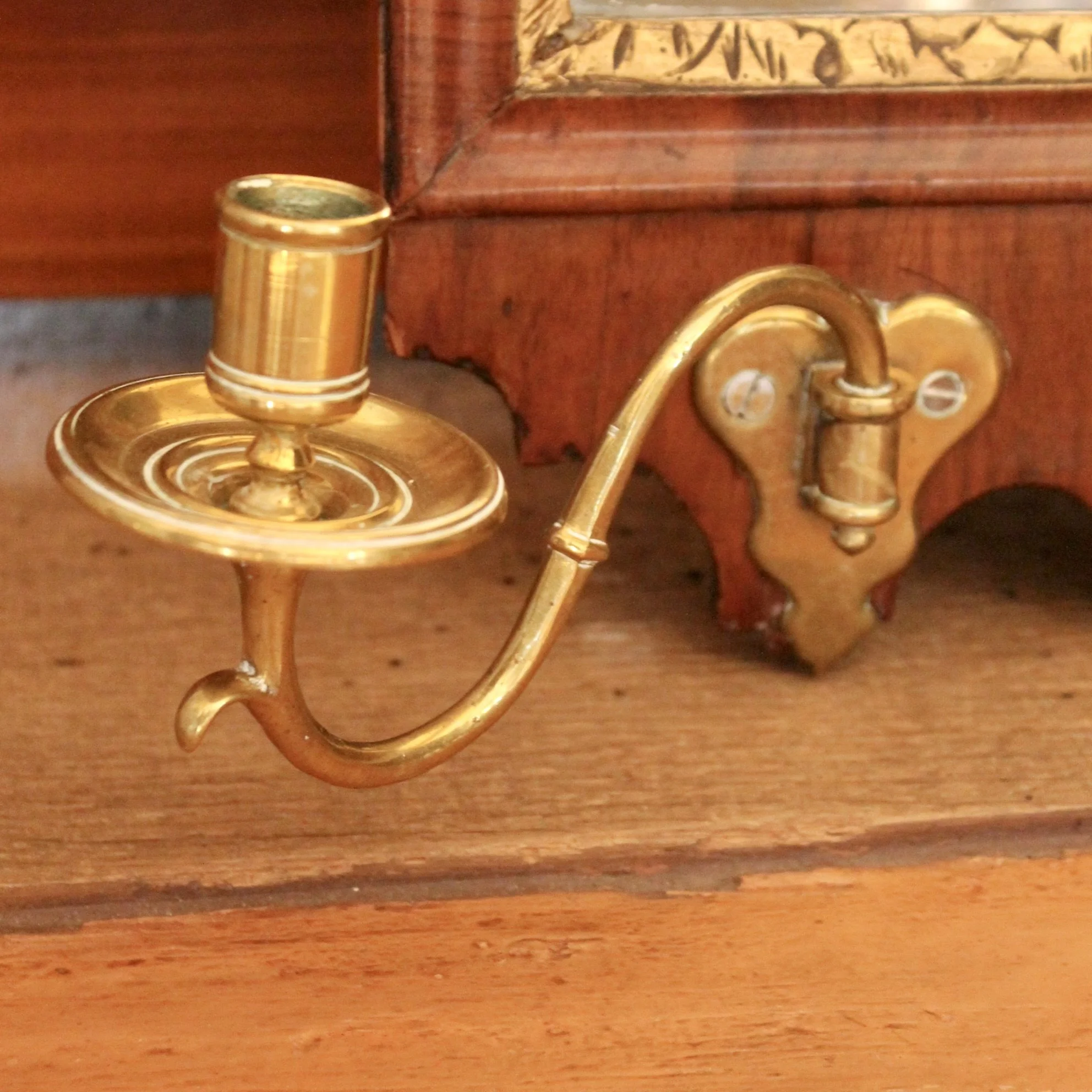 English Queen Anne Girandole Mirror, Parcel Gilt Walnut