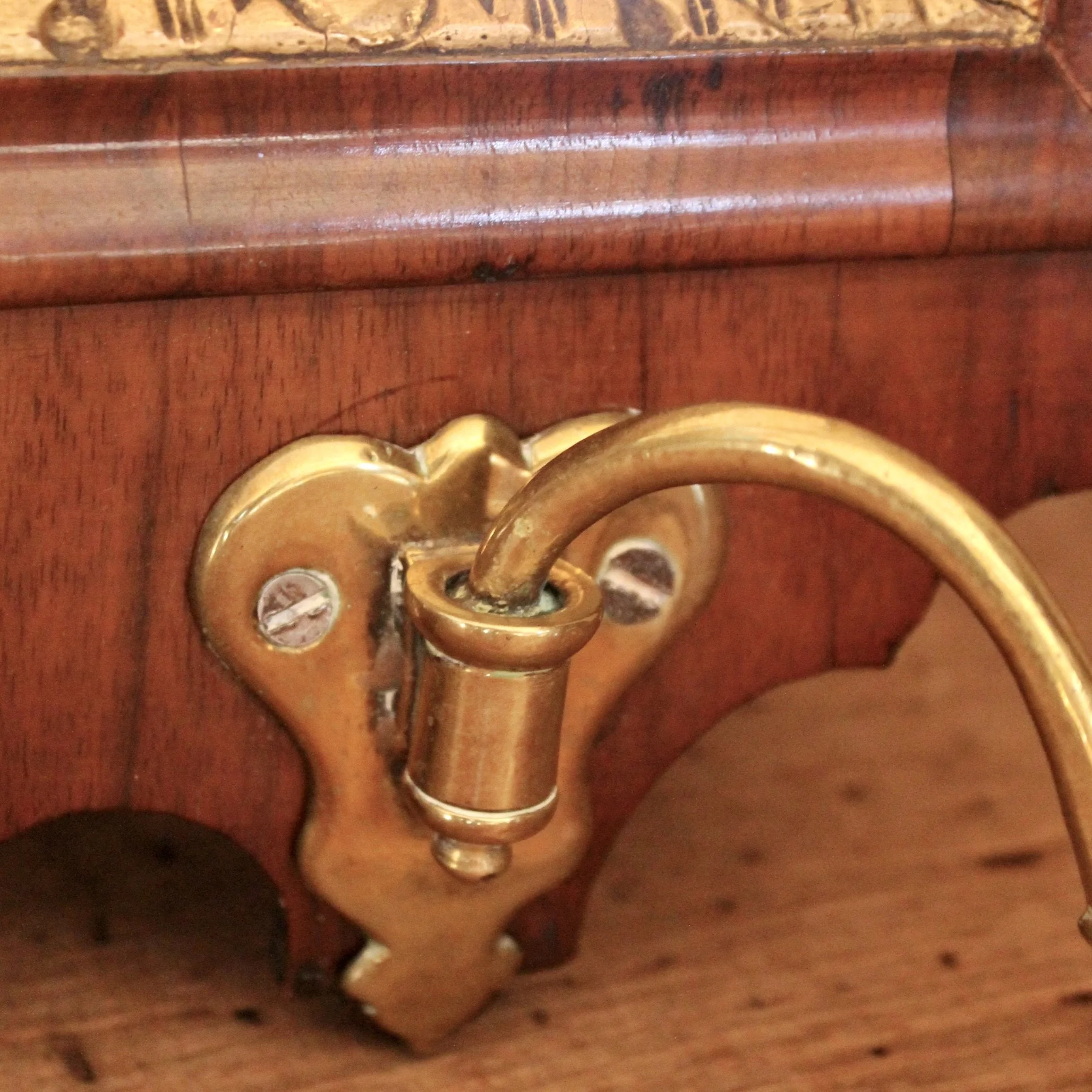 English Queen Anne Girandole Mirror, Parcel Gilt Walnut