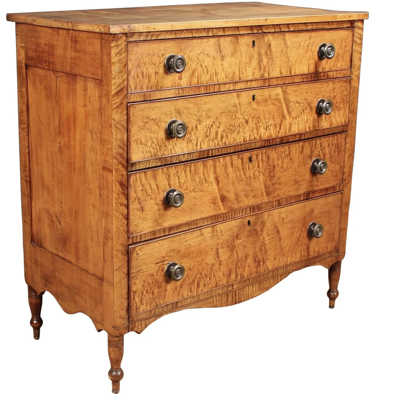 American Federal Bird’s Eye and Tiger Maple Sheraton Chest of Drawers