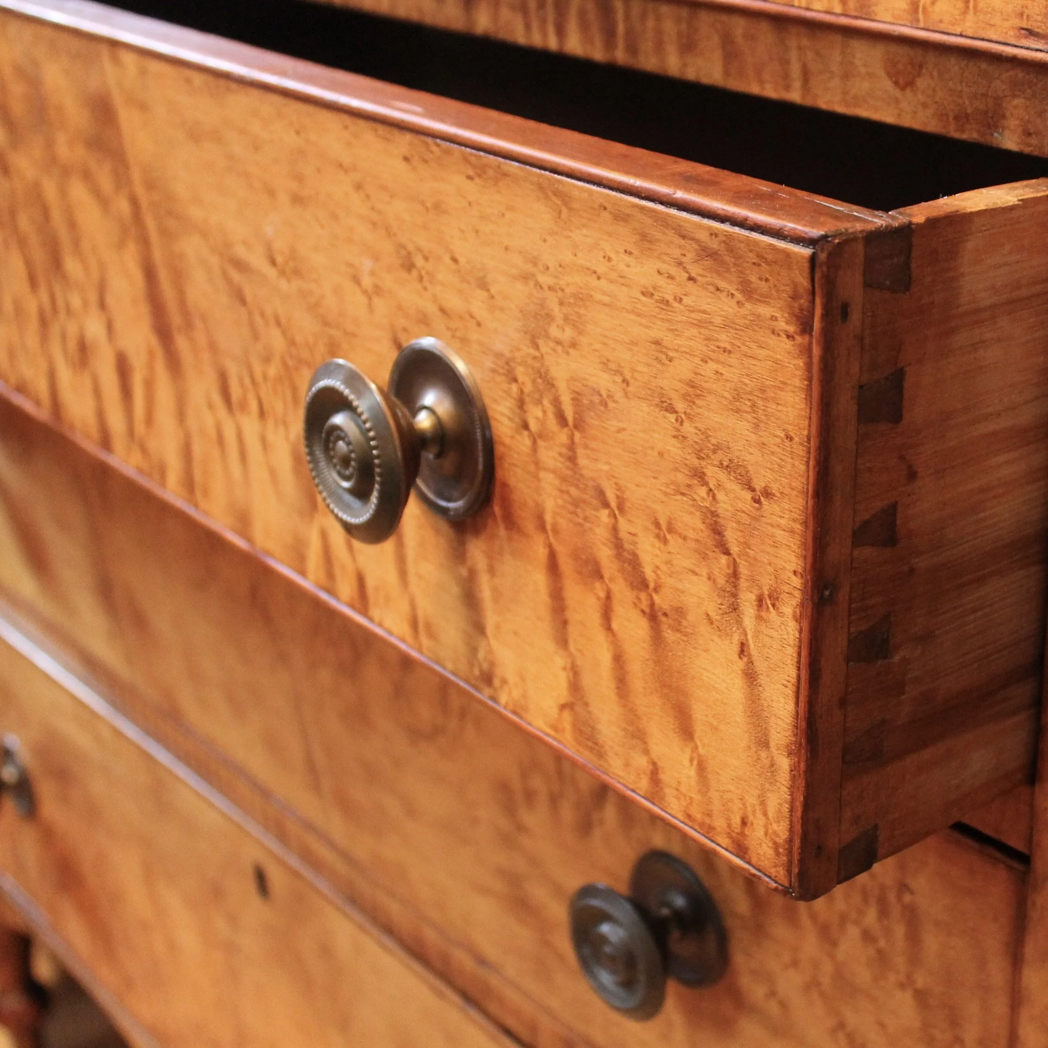American Federal Bird’s Eye and Tiger Maple Sheraton Chest of Drawers