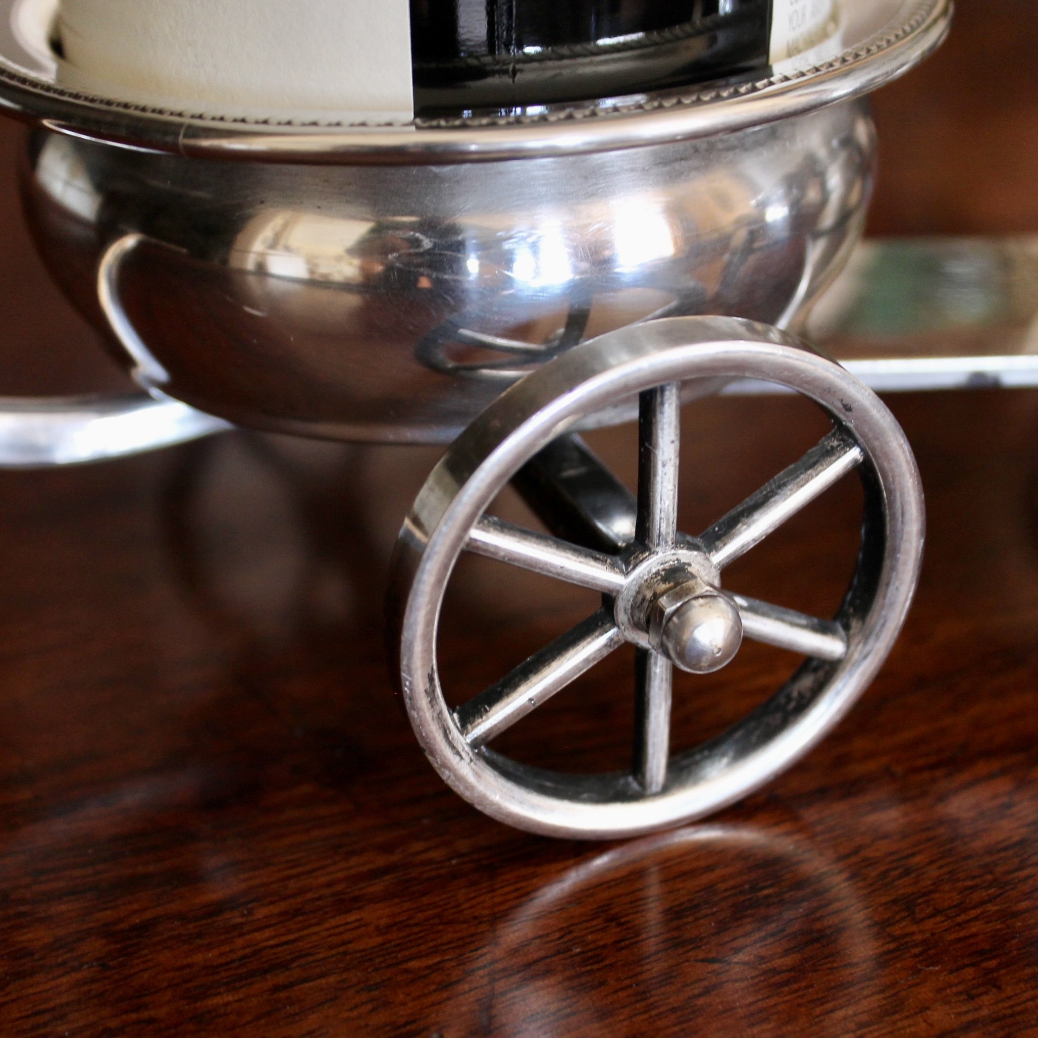 Silver Plate Double Wine Coaster Wine Trolley