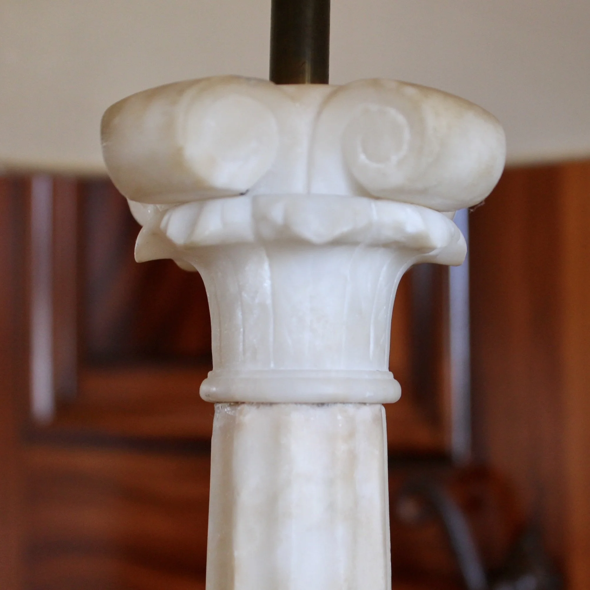 Italian Alabaster Carved Stone Column Form Lamp