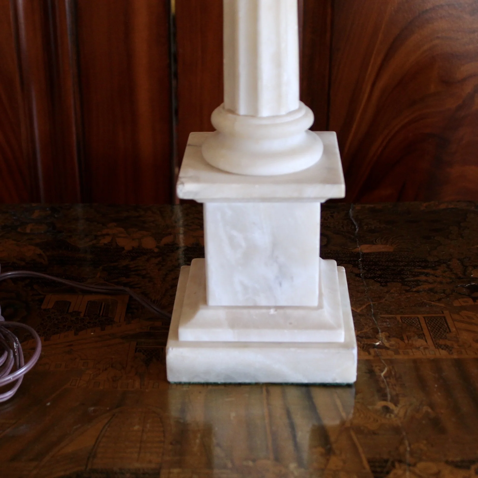 Italian Alabaster Carved Stone Column Form Lamp