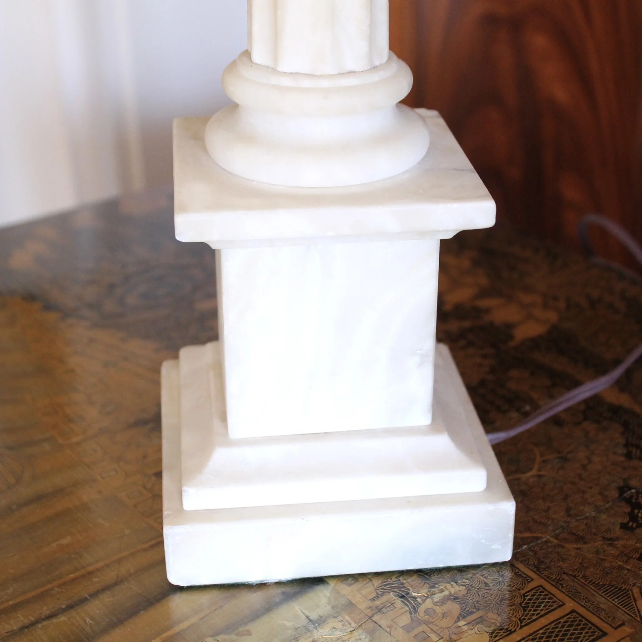Italian Alabaster Carved Stone Column Form Lamp