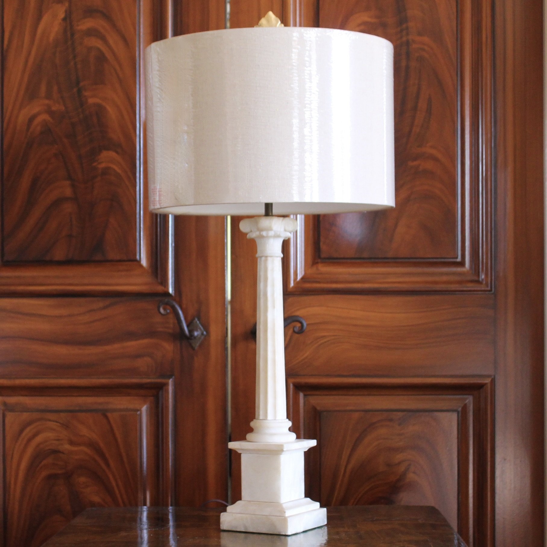 Italian Alabaster Carved Stone Column Form Lamp