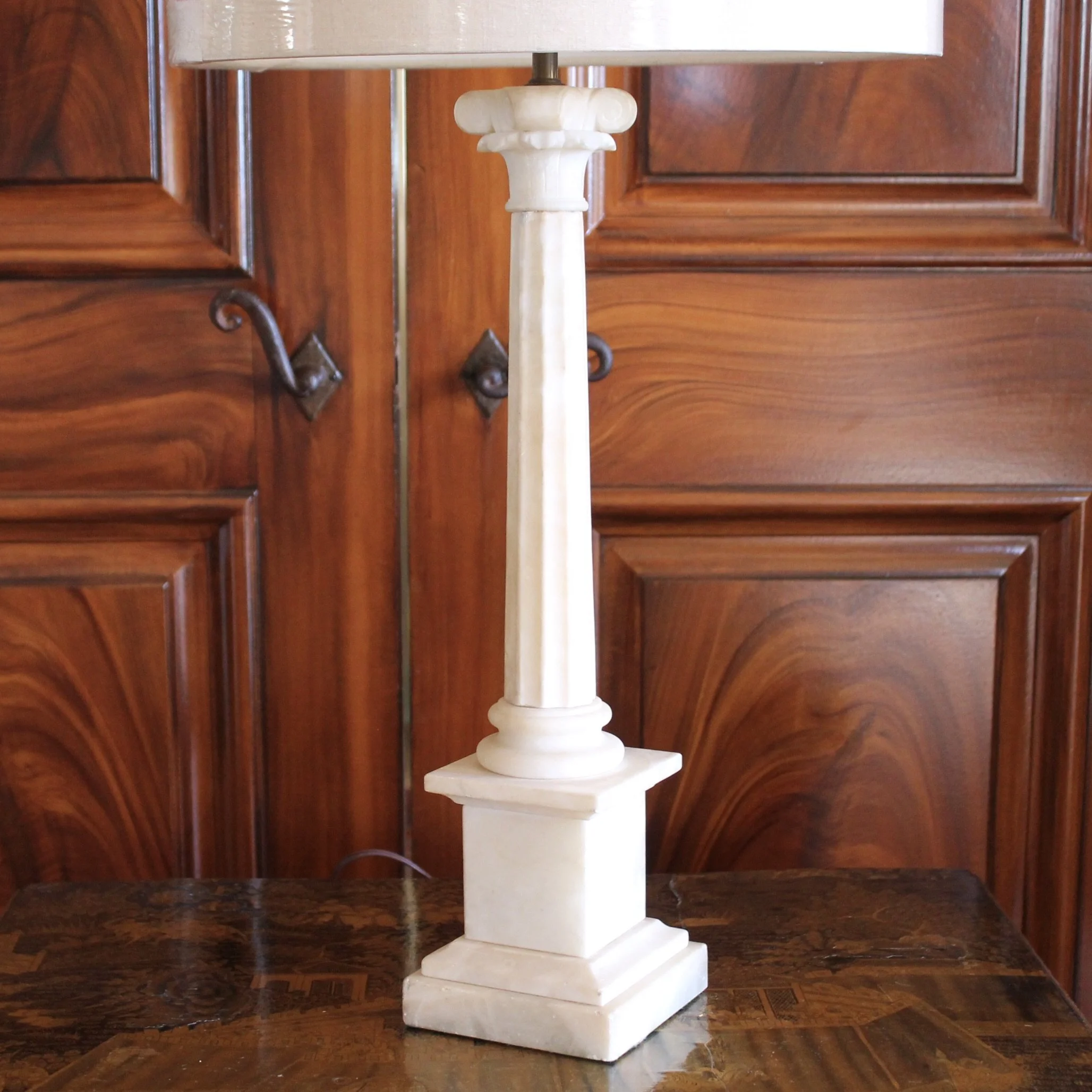 Italian Alabaster Carved Stone Column Form Lamp