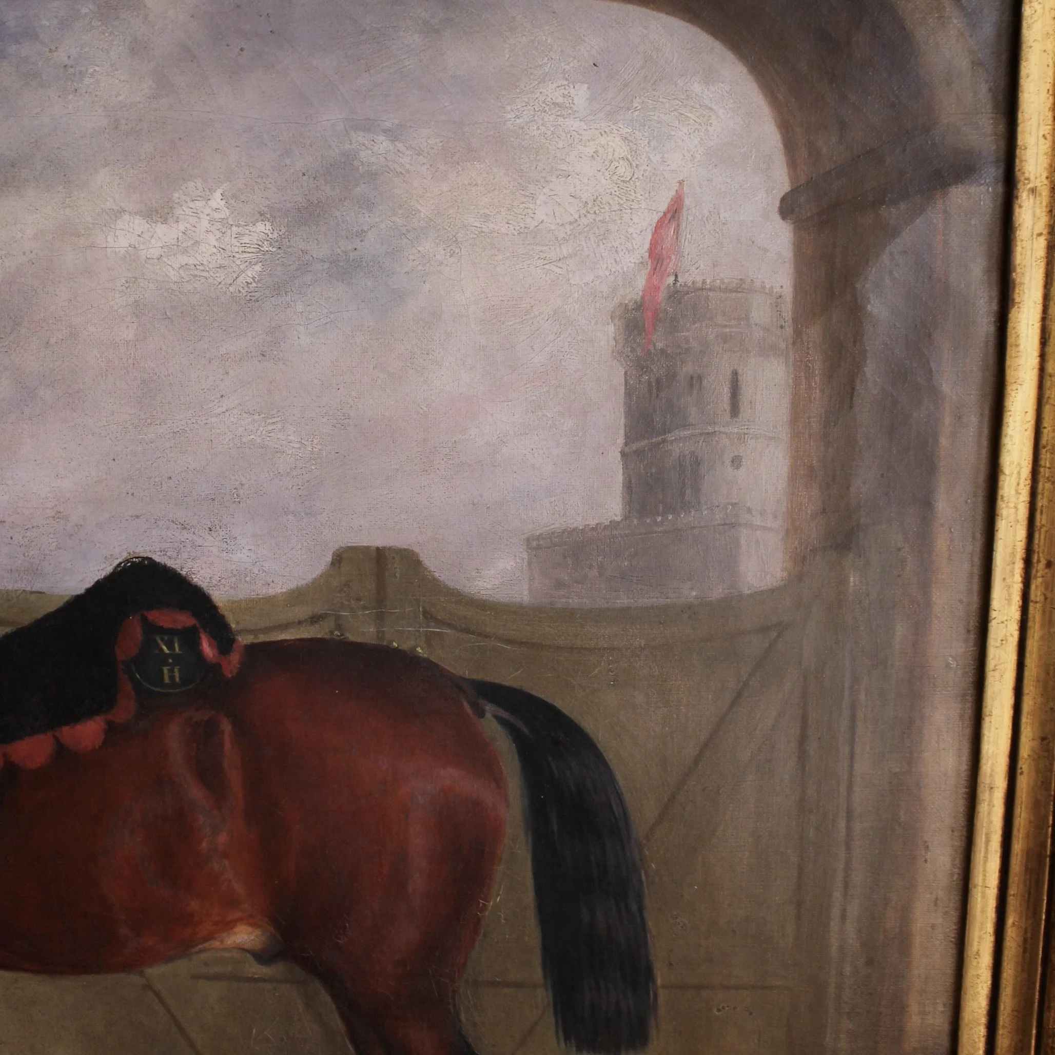 “A Prized Bay Stallion” English Equestrian Oil on Canvas by John Barwick