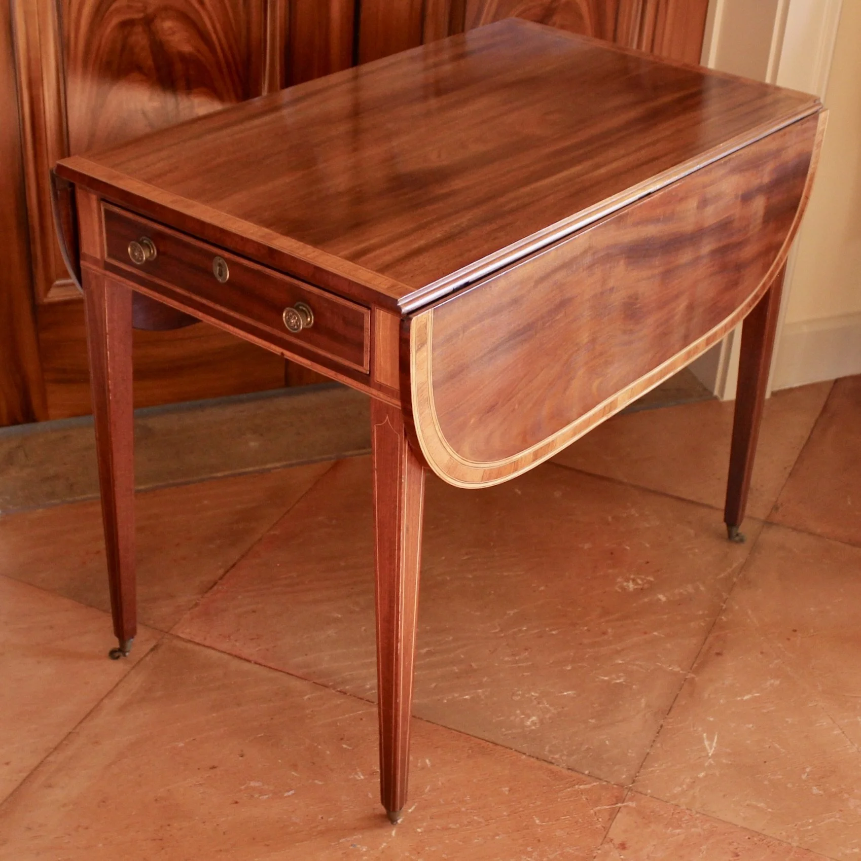 George III Period English Mahogany and Tulipwood Pembroke Table
