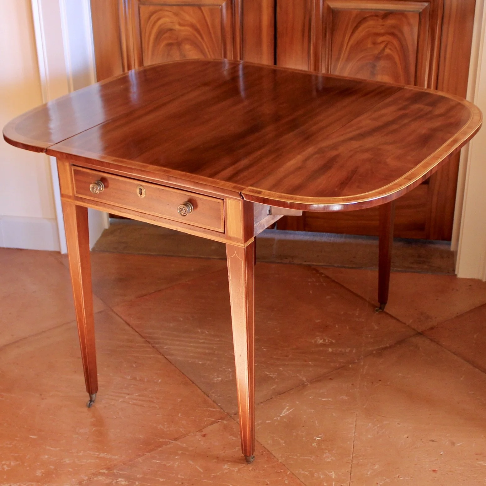 George III Period English Mahogany and Tulipwood Pembroke Table