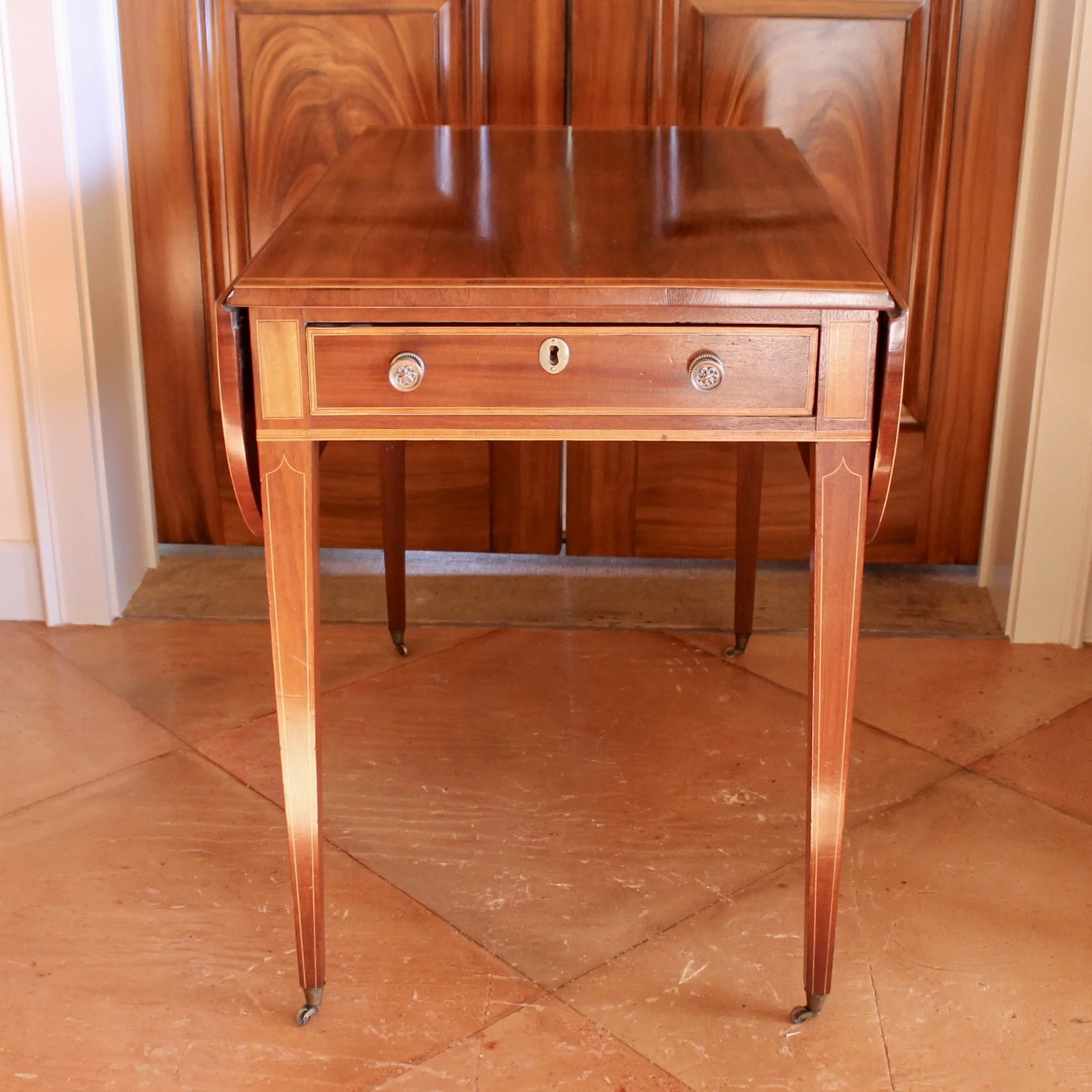 George III Period English Mahogany and Tulipwood Pembroke Table