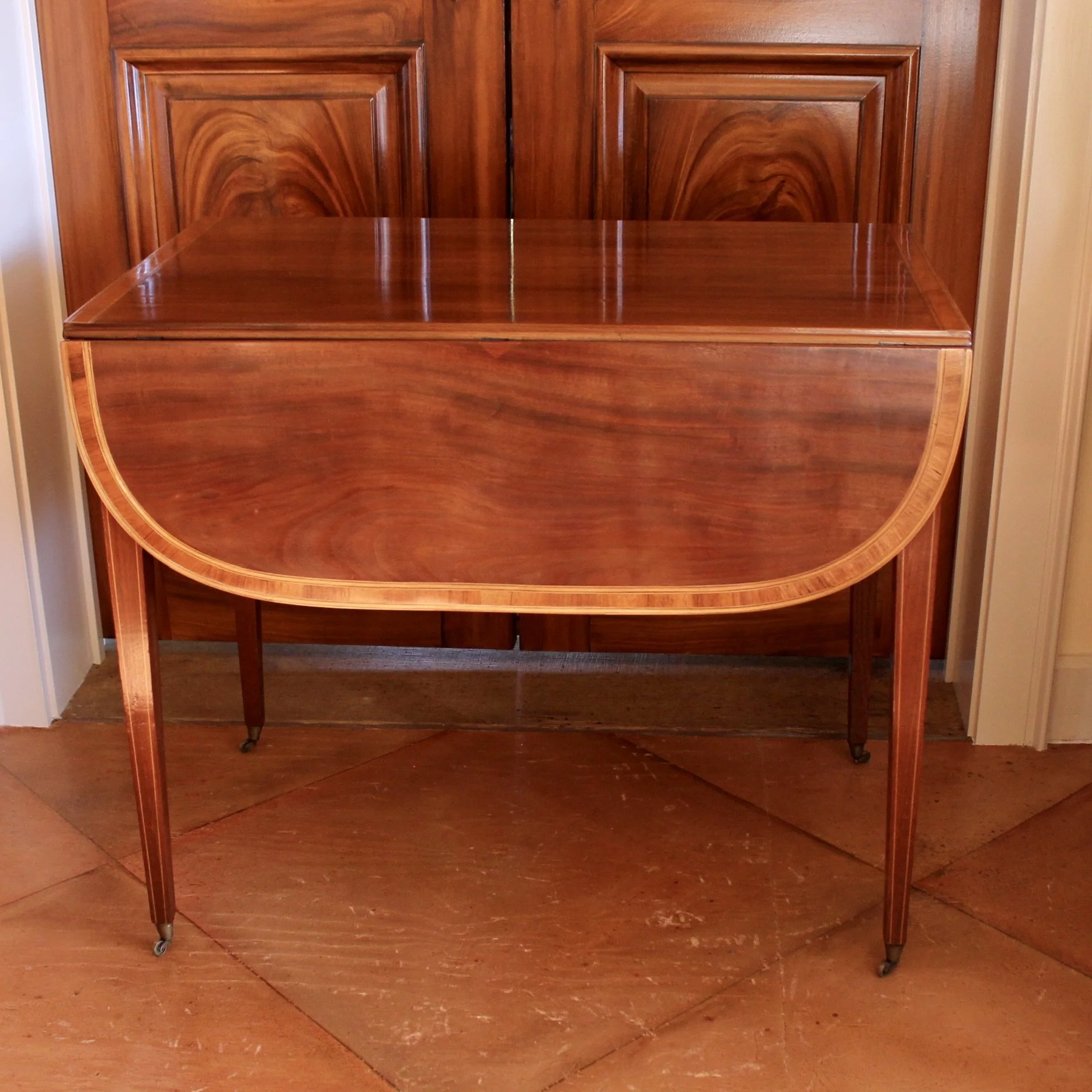 George III Period English Mahogany and Tulipwood Pembroke Table