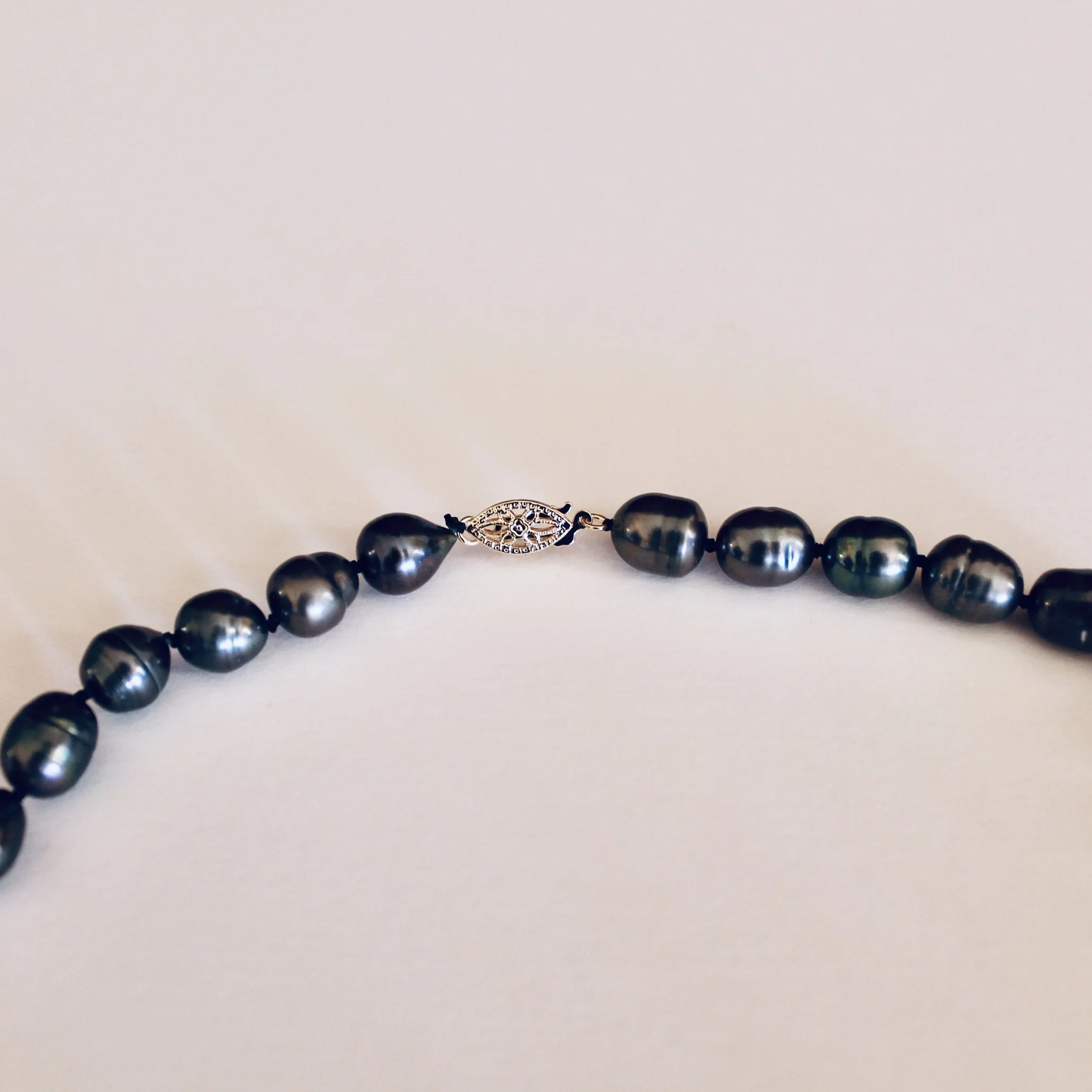 Black Baroque Pearl Necklace with Gilt and Enamel Koi Pendant