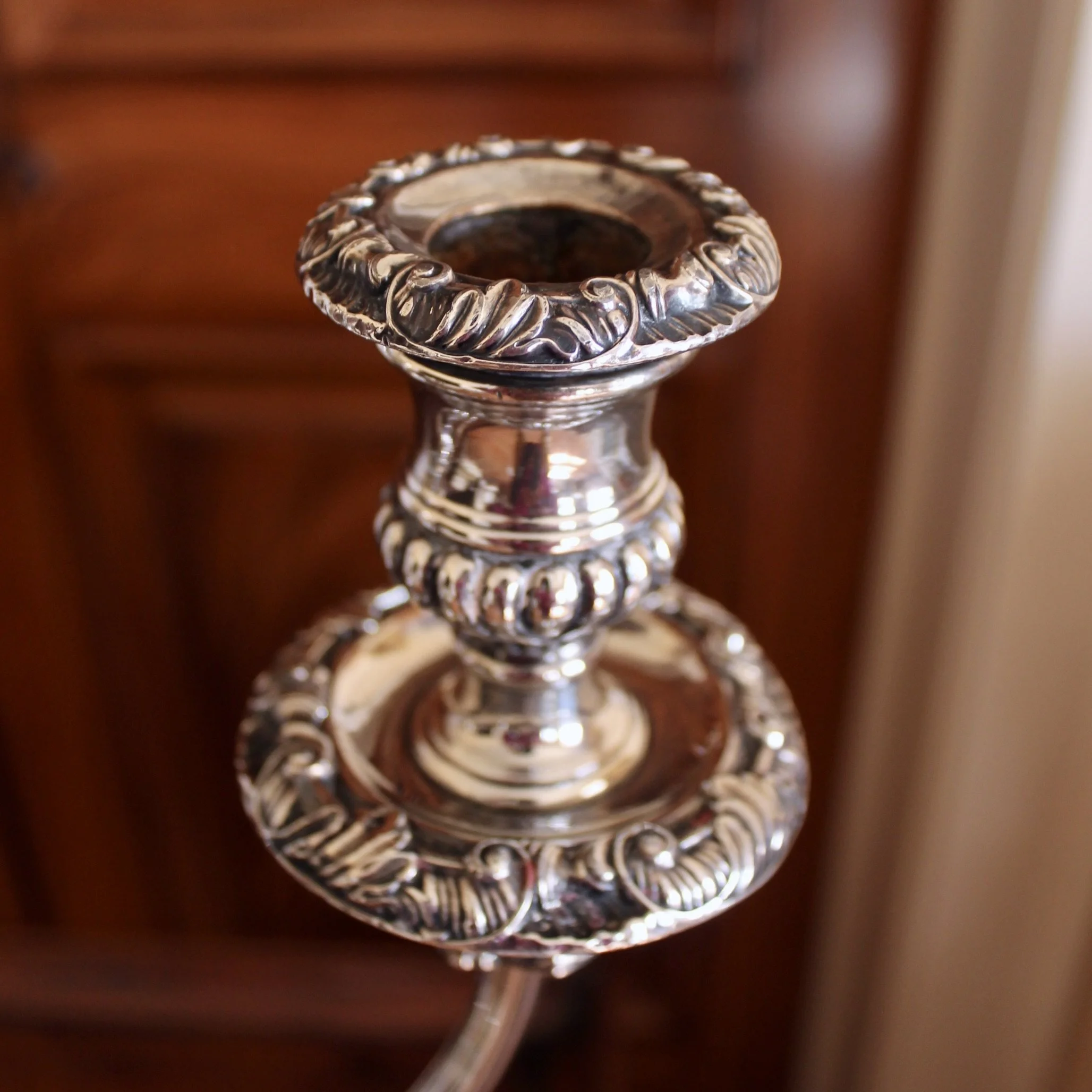 Pair of Large Antique Sheffield Silver on Copper Candelabra