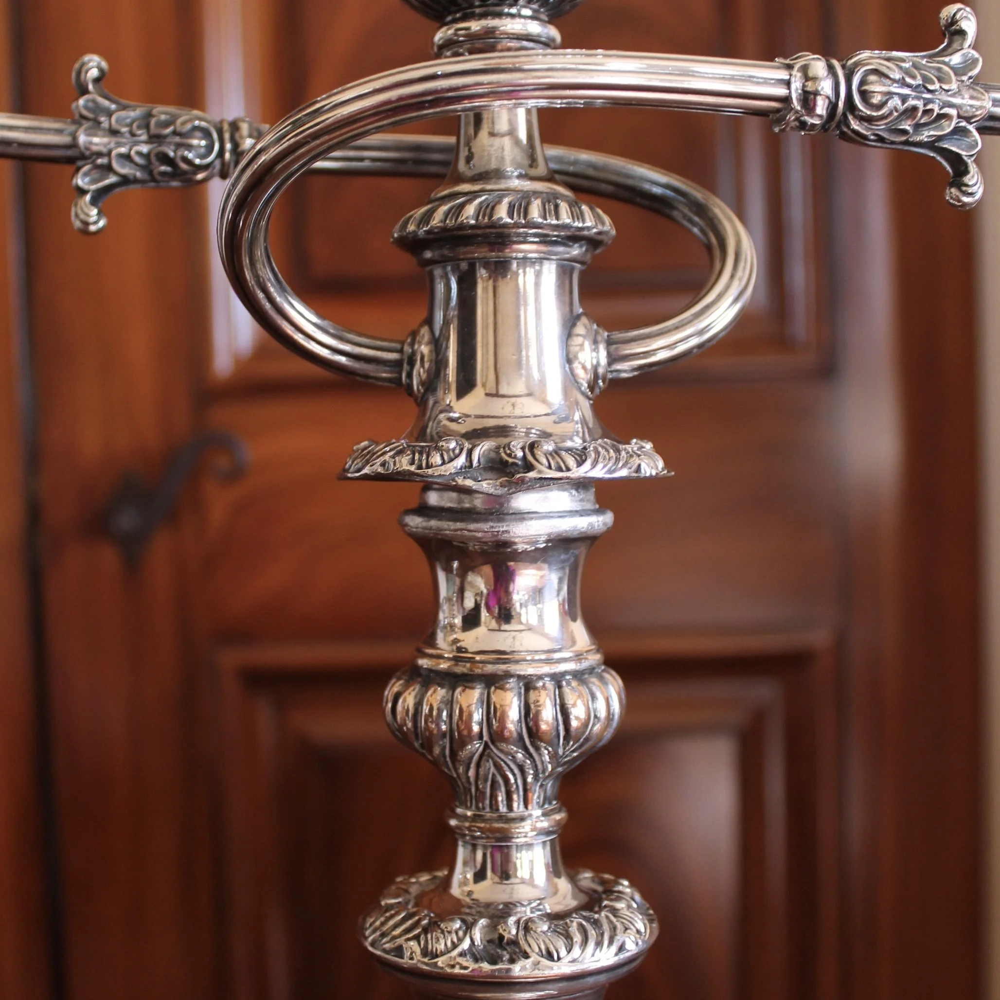 Pair of Large Antique Sheffield Silver on Copper Candelabra