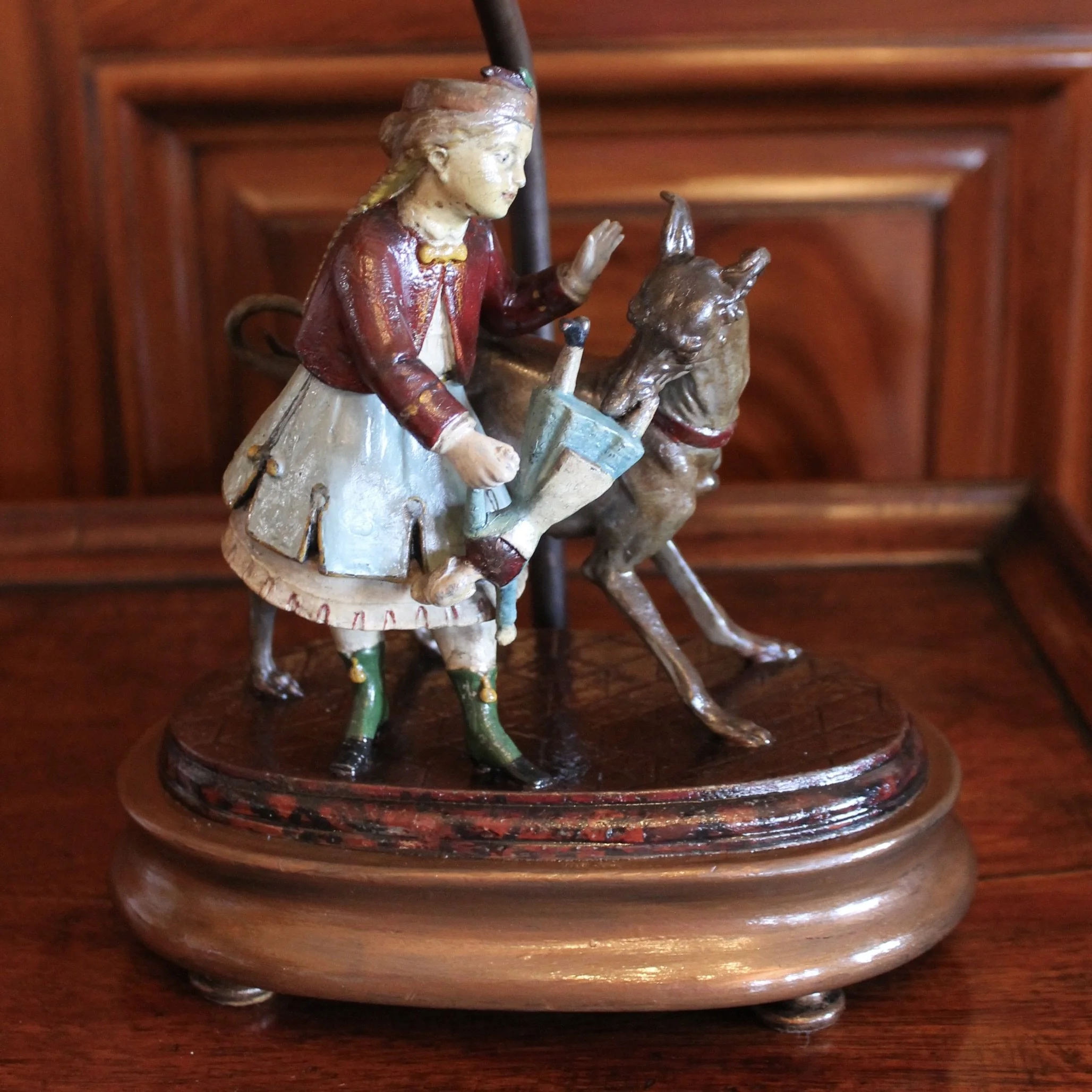 Pair of Continental Tôle Figure Lamps with Whippets
