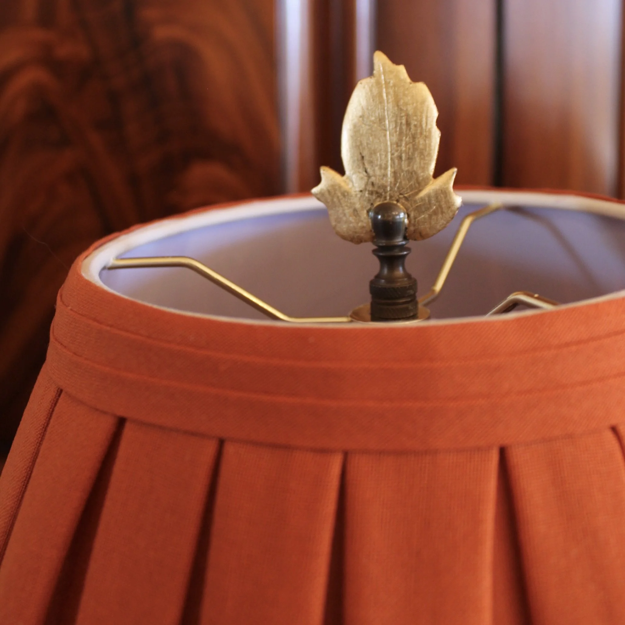 Pair of Chinese Enamel on Copper Vase Lamps with Orange Shades