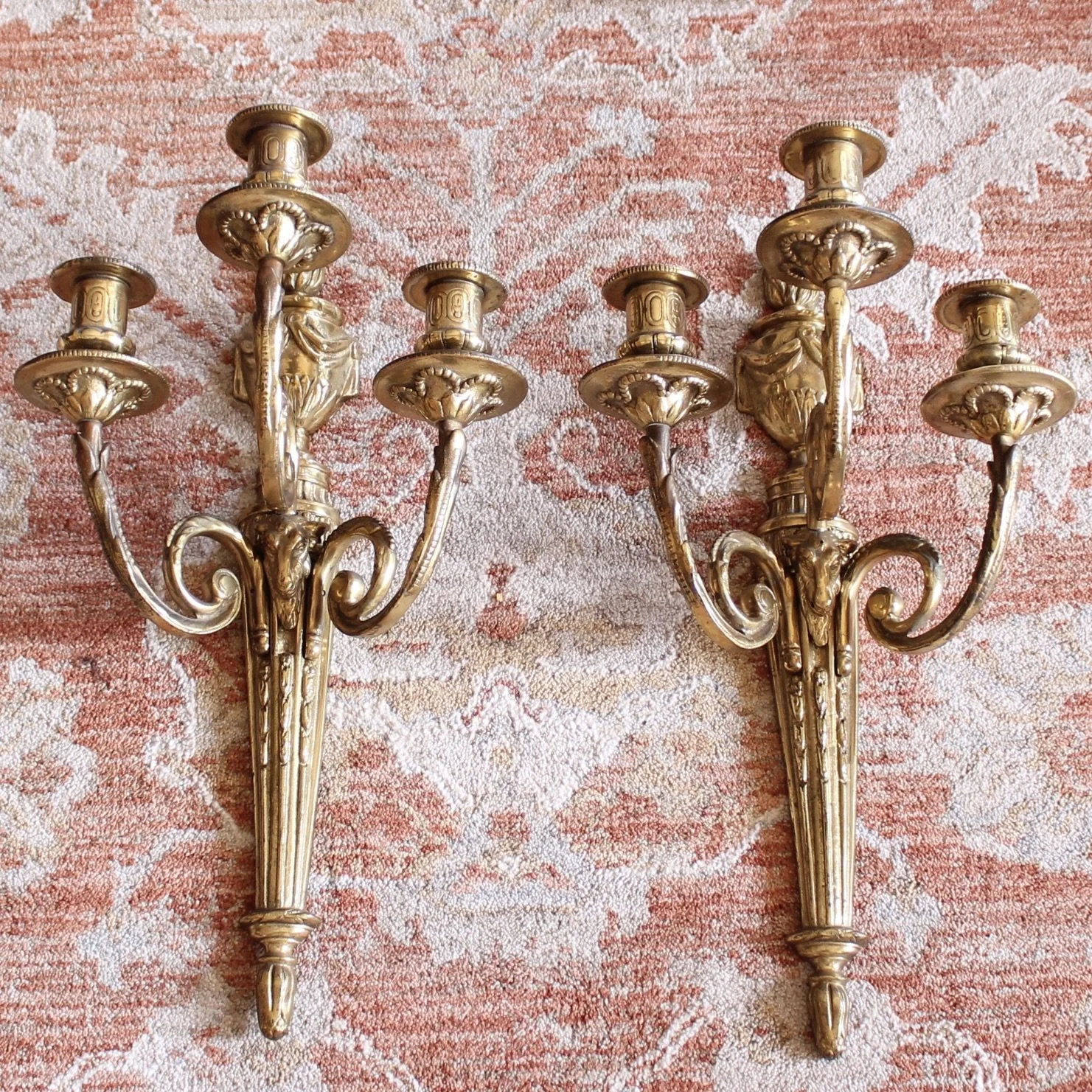 Pair of French Louis LXVI Style Three Light Sconces
