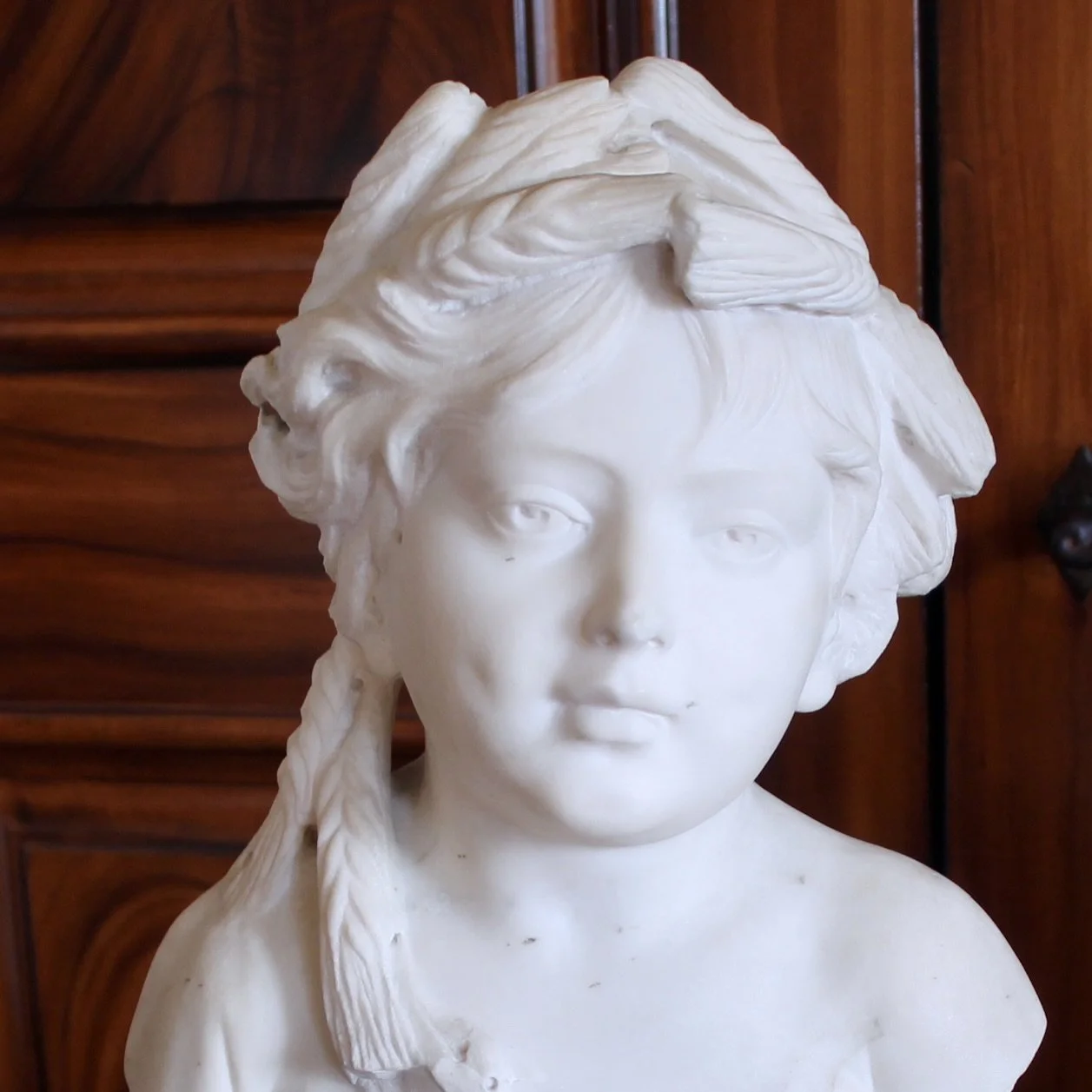 Italian White Marble Sculpture Bust of a Girl as Ceres