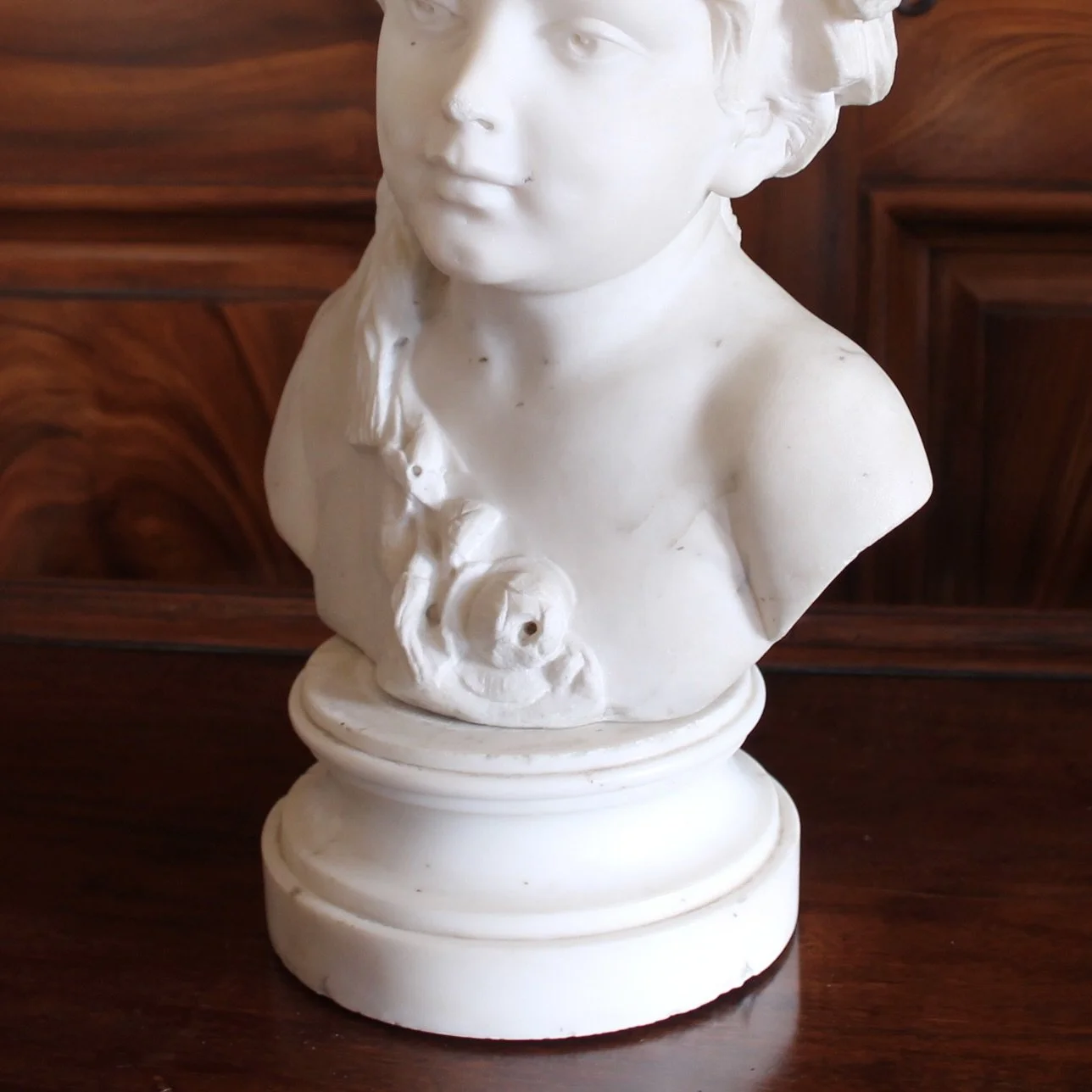 Italian White Marble Sculpture Bust of a Girl as Ceres