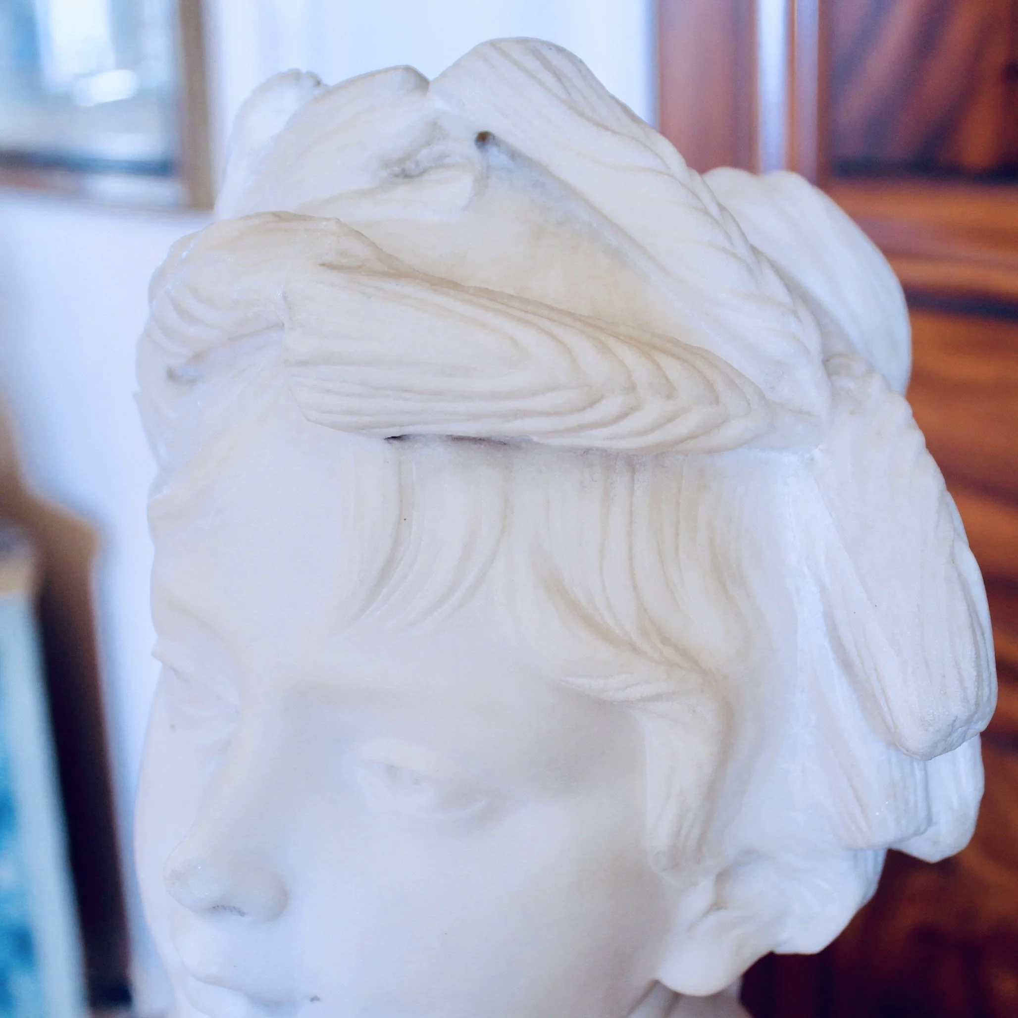 Italian White Marble Sculpture Bust of a Girl as Ceres