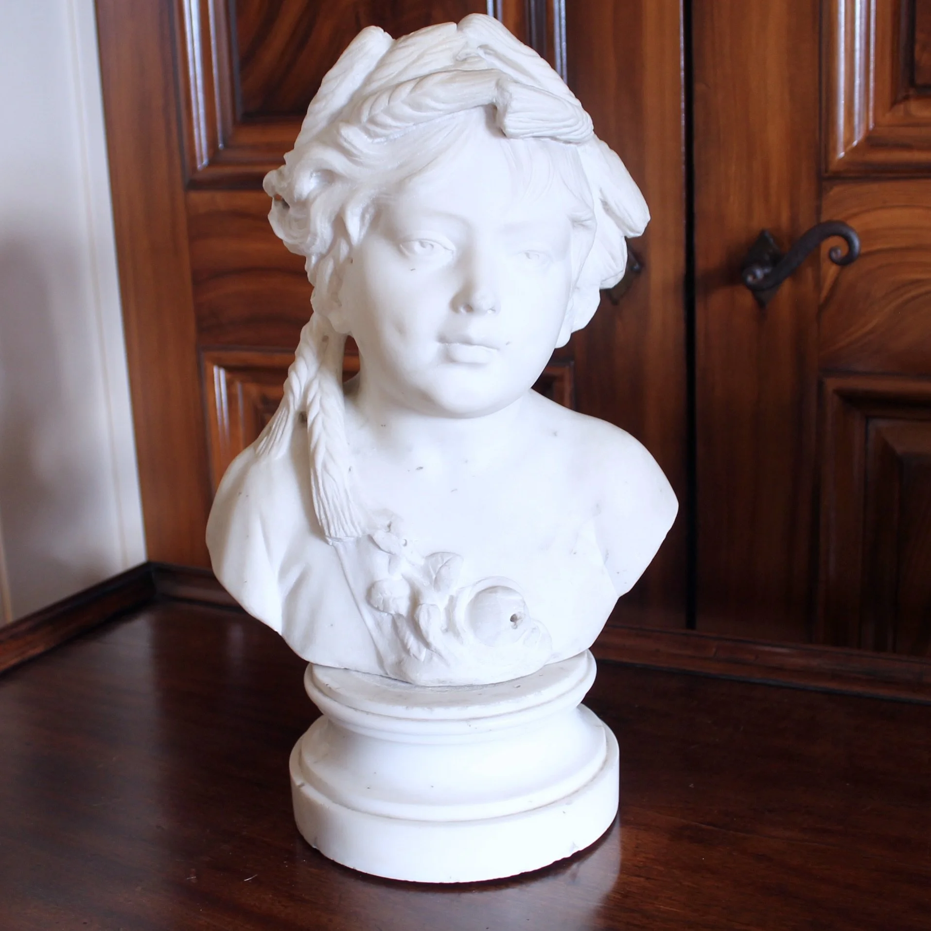 Italian White Marble Sculpture Bust of a Girl as Ceres