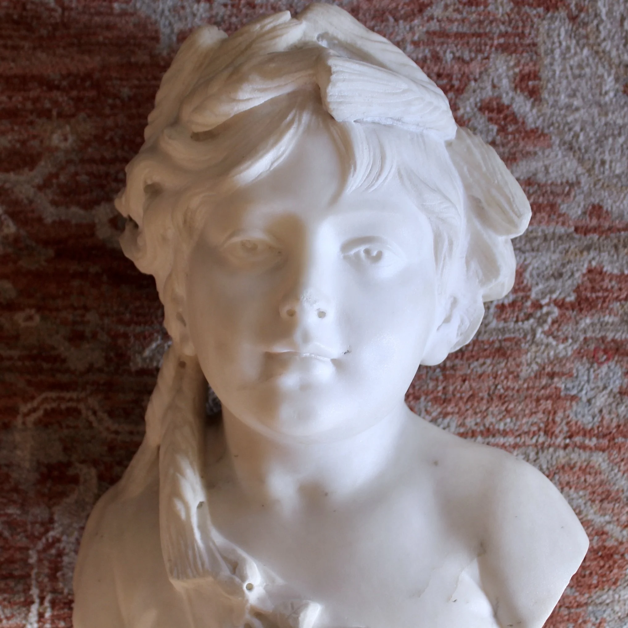 Italian White Marble Sculpture Bust of a Girl as Ceres