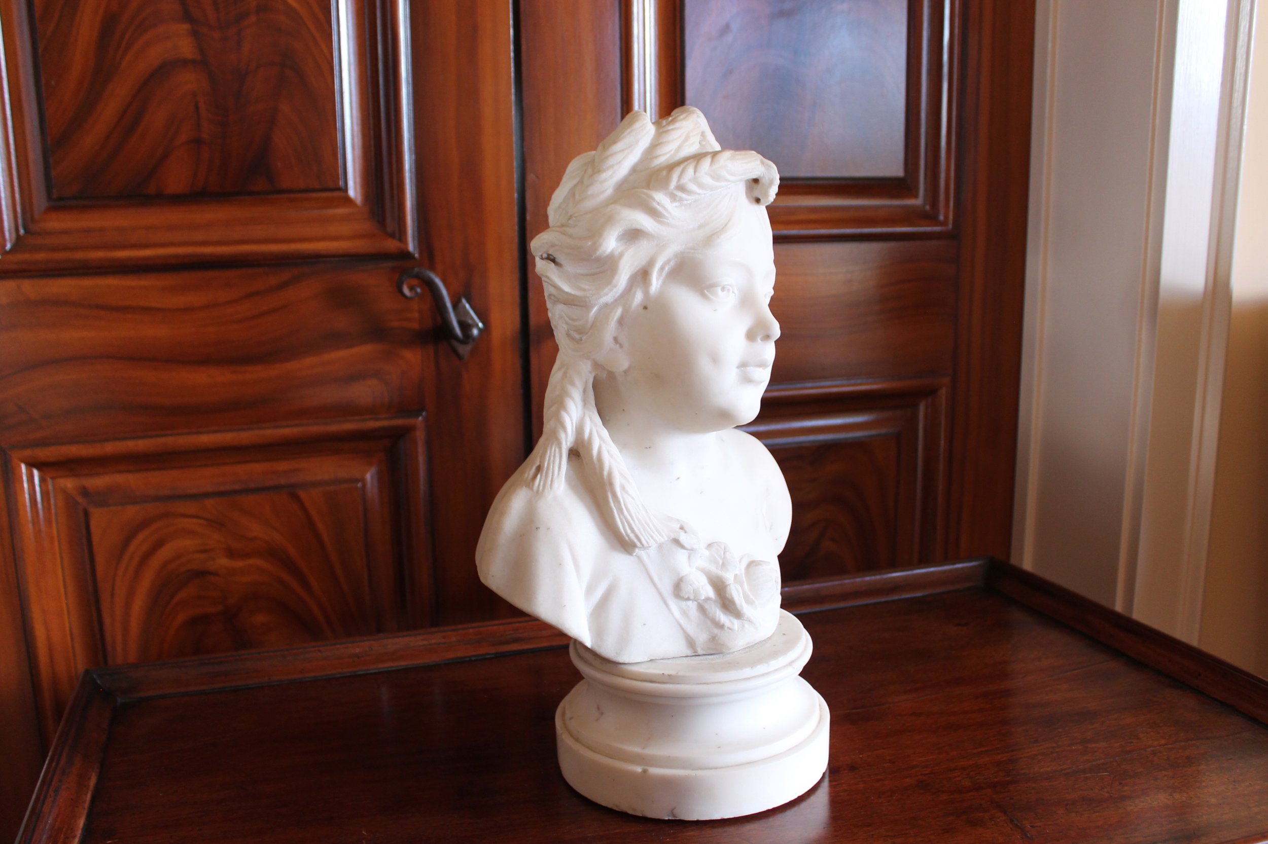 Italian White Marble Sculpture Bust of a Girl as Ceres