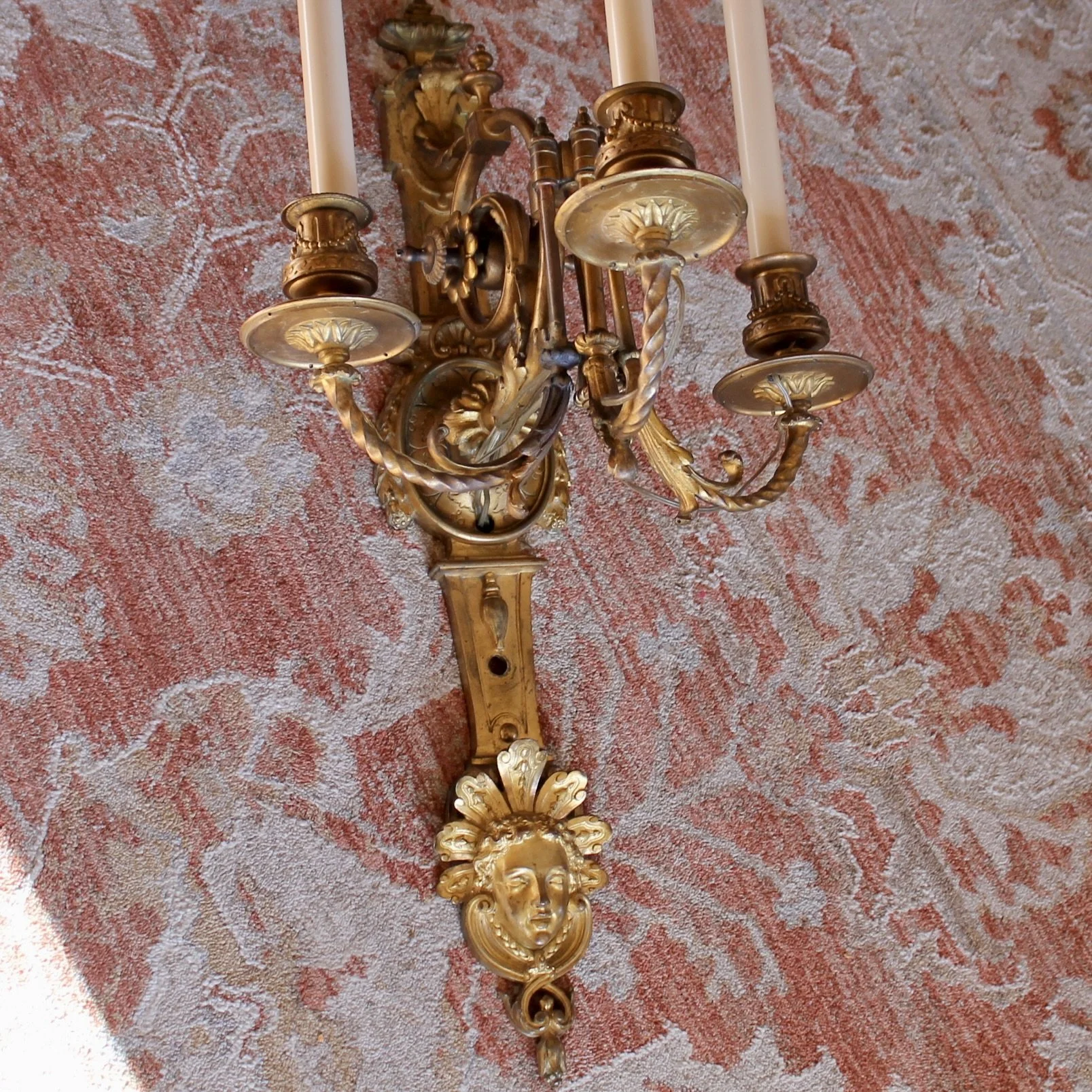 Pair of Large French Régence Style Gilt Bronze Sconces