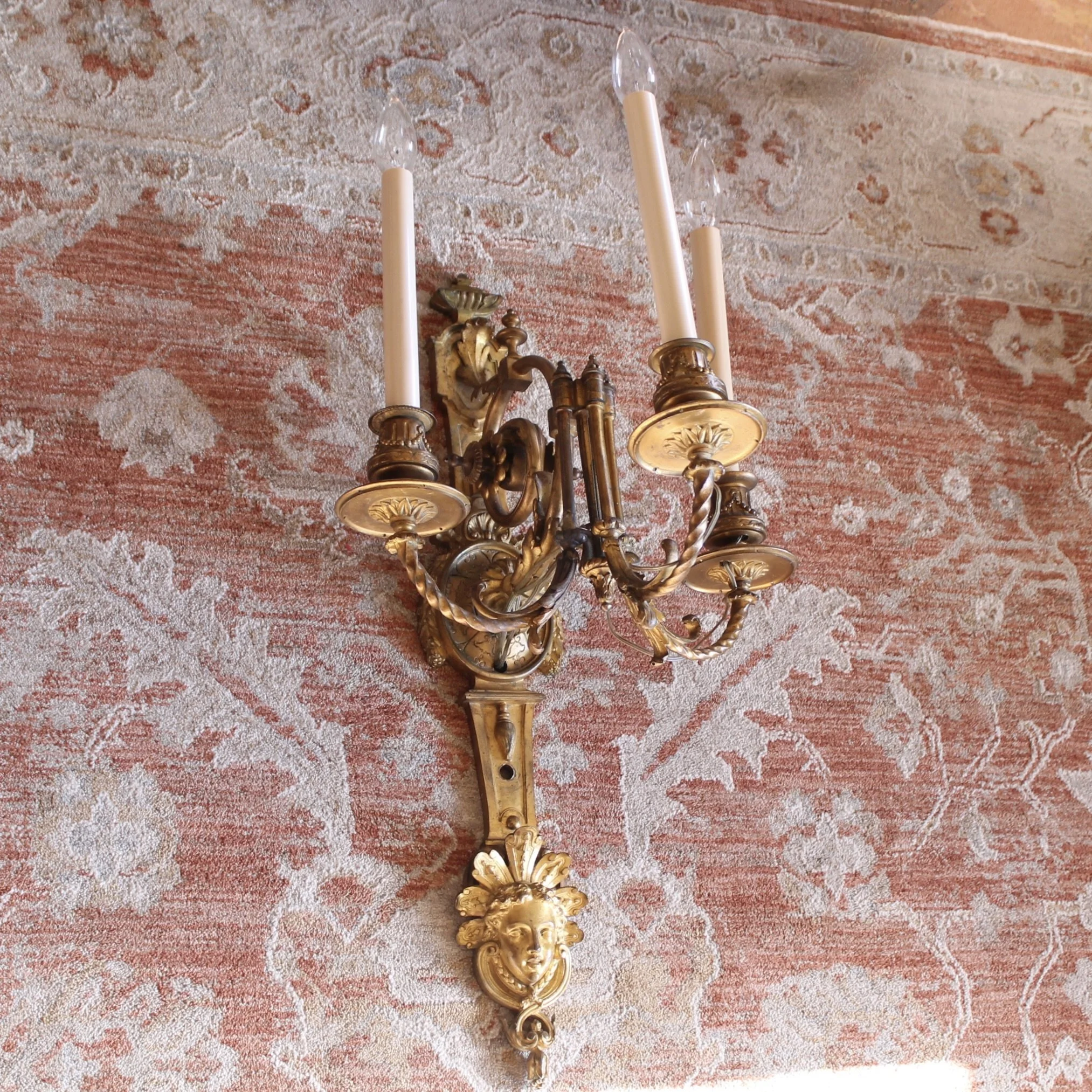 Pair of Large French Régence Style Gilt Bronze Sconces