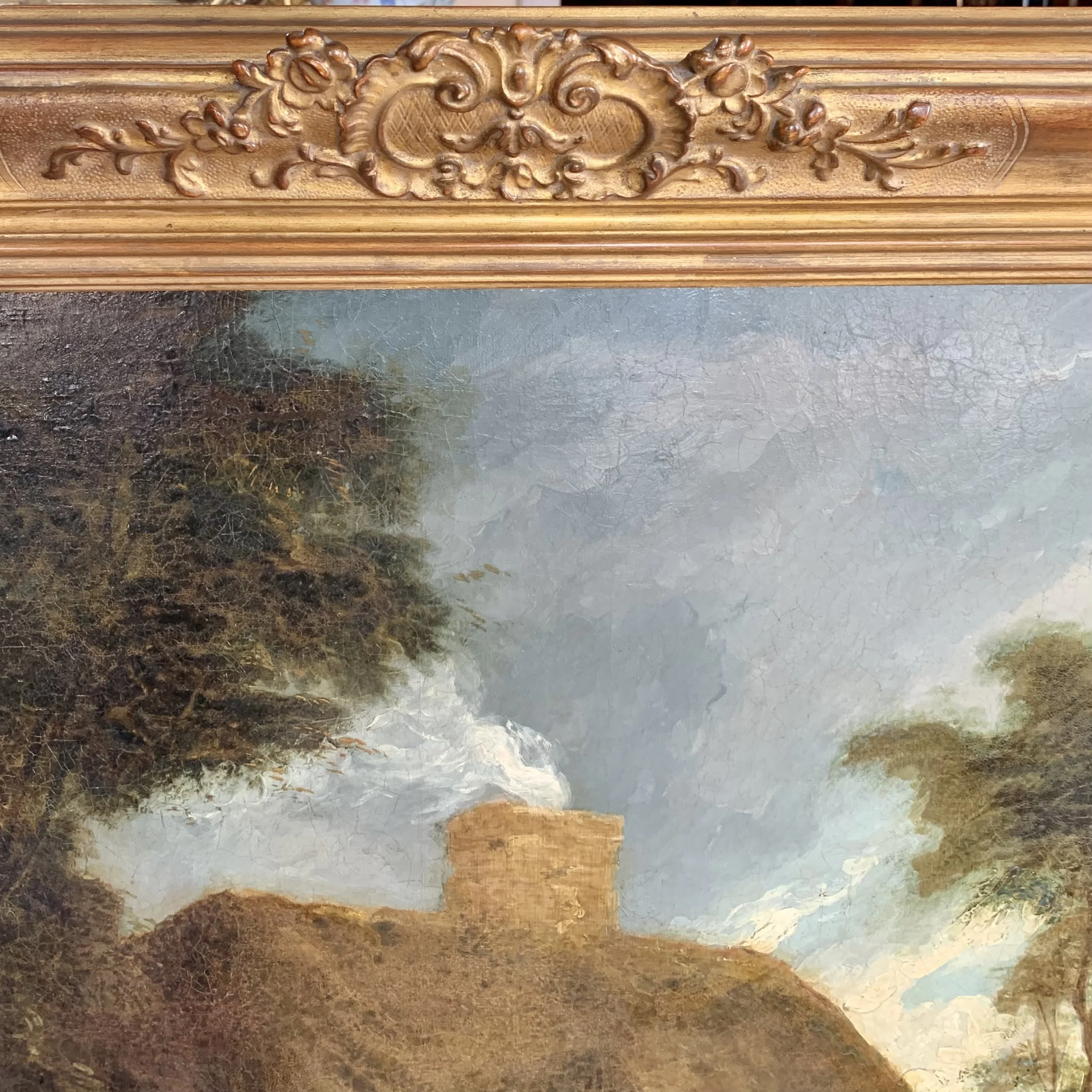 Large Oil on Canvas Landscape Attributed to George Morland