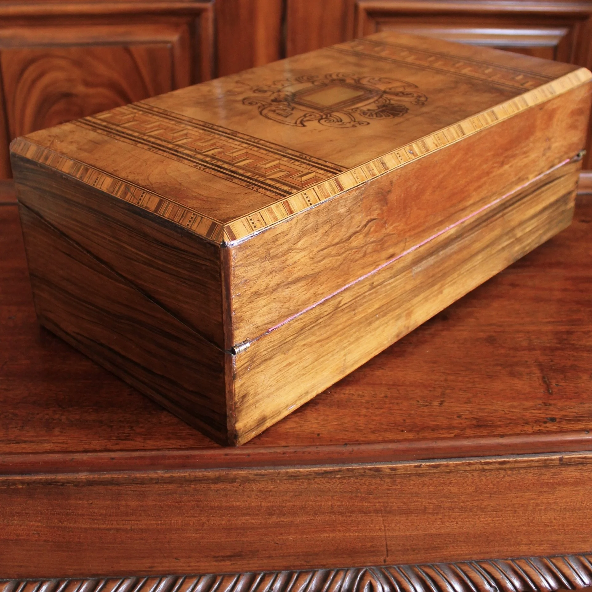 Large Tunbridge Ware Burl Walnut Box