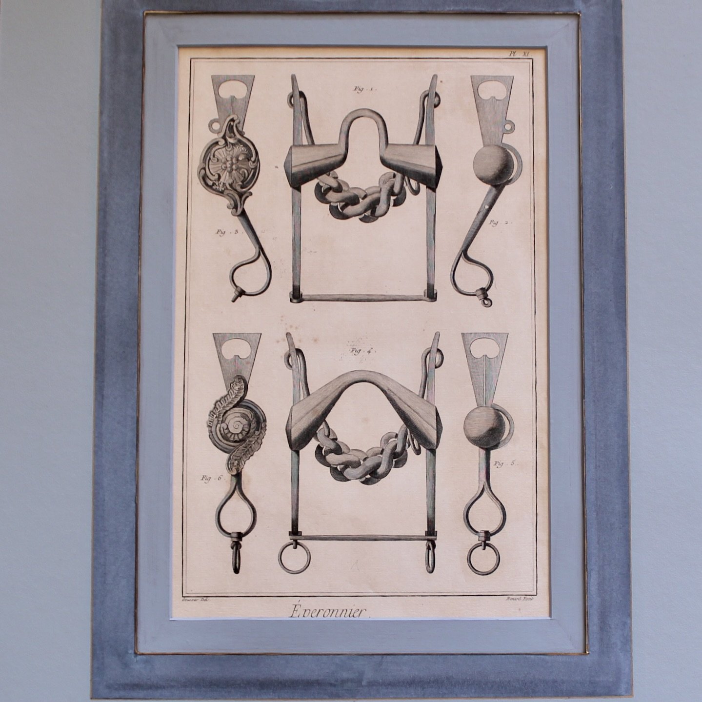 Antique French Engravings of Horse Bits