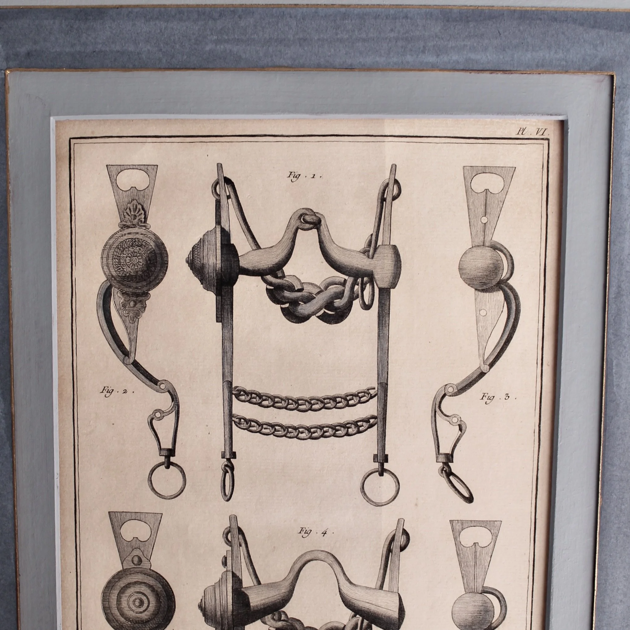 Antique French Engravings of Horse Bits