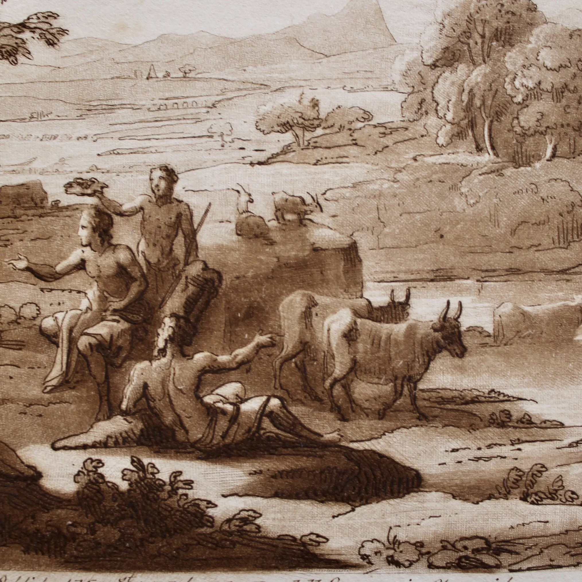 Original Sepia Engraved Landscape Plates After Claude Lorraine